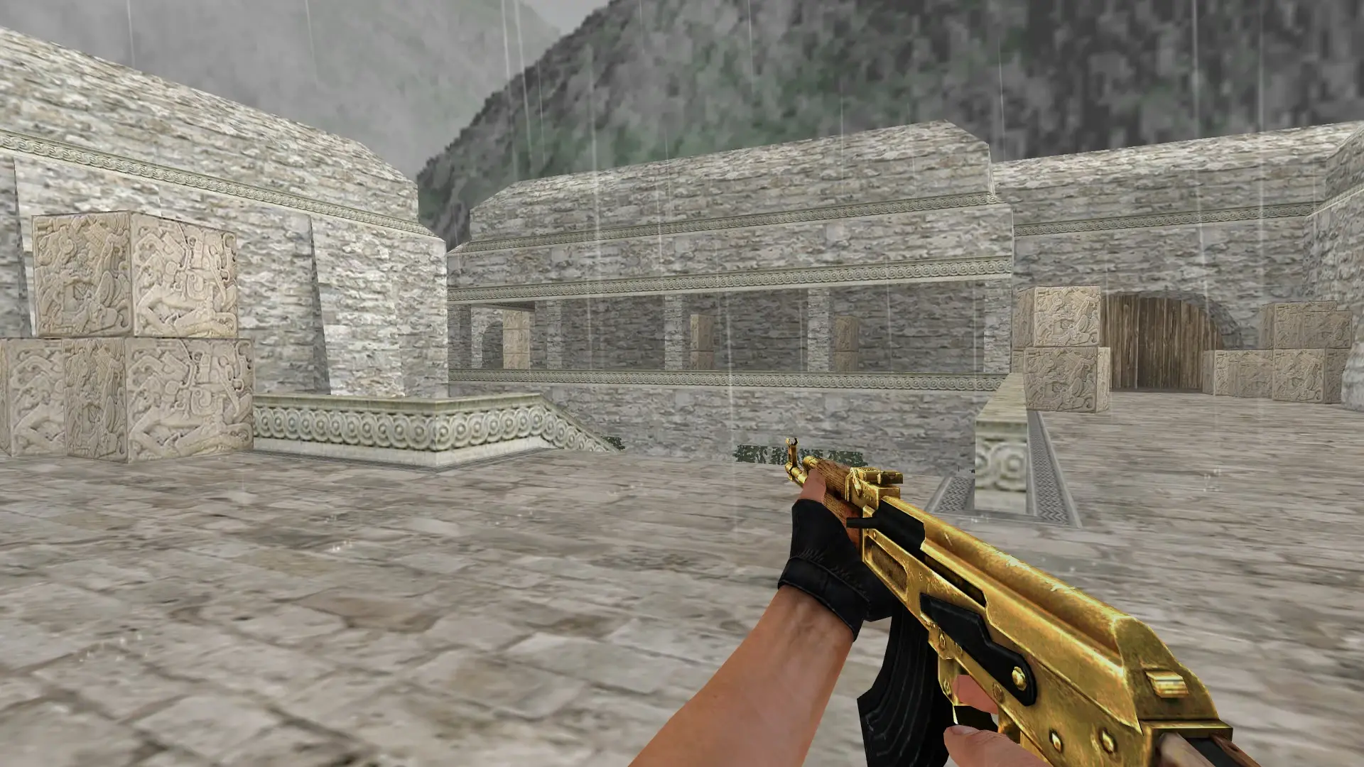 AK-47 — Golden Weapon Pack — de_aztec (first person)