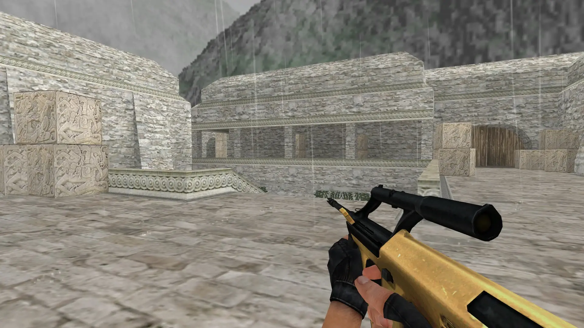 AUG — Golden Weapon Pack — de_aztec (first person)