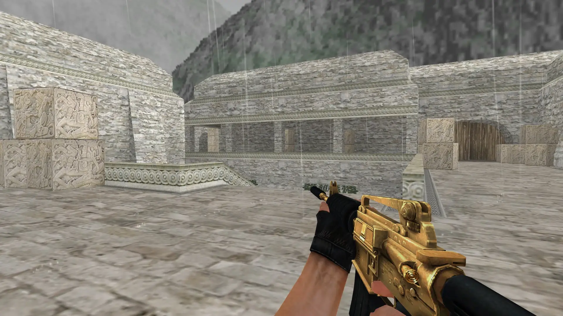 M4A1 — Golden Weapon Pack — de_aztec (first person)