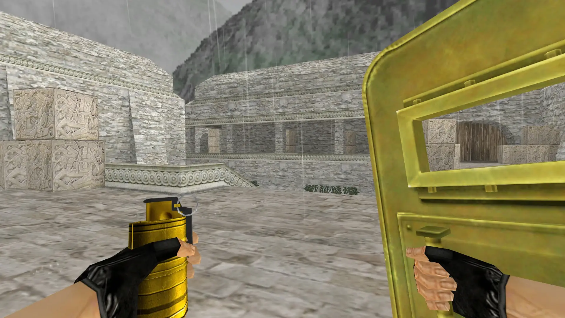 SHIELD_FLASHBANG — Golden Weapon Pack — de_aztec (first person)