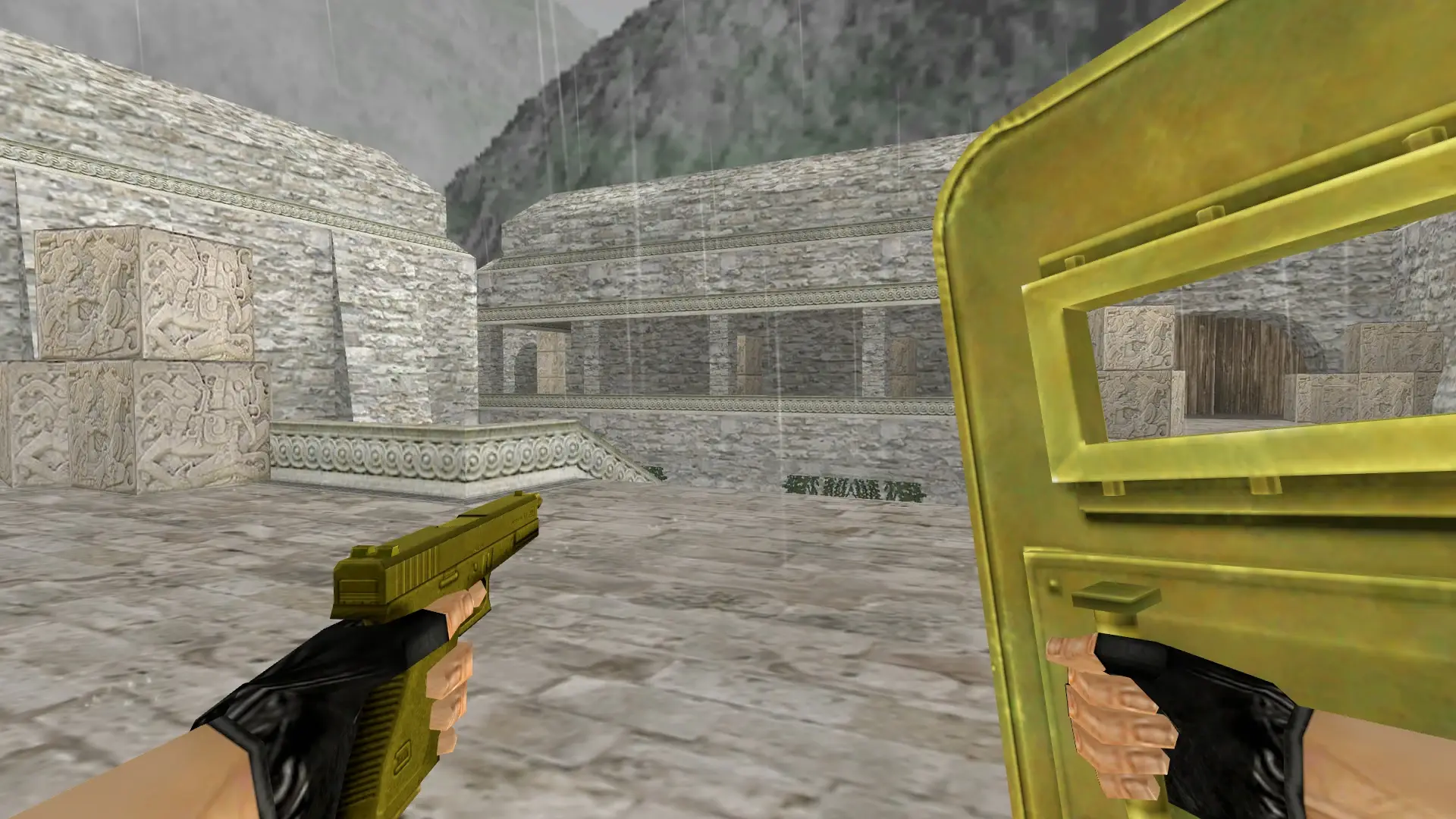 SHIELD_GLOCK18 — Golden Weapon Pack — de_aztec (first person)