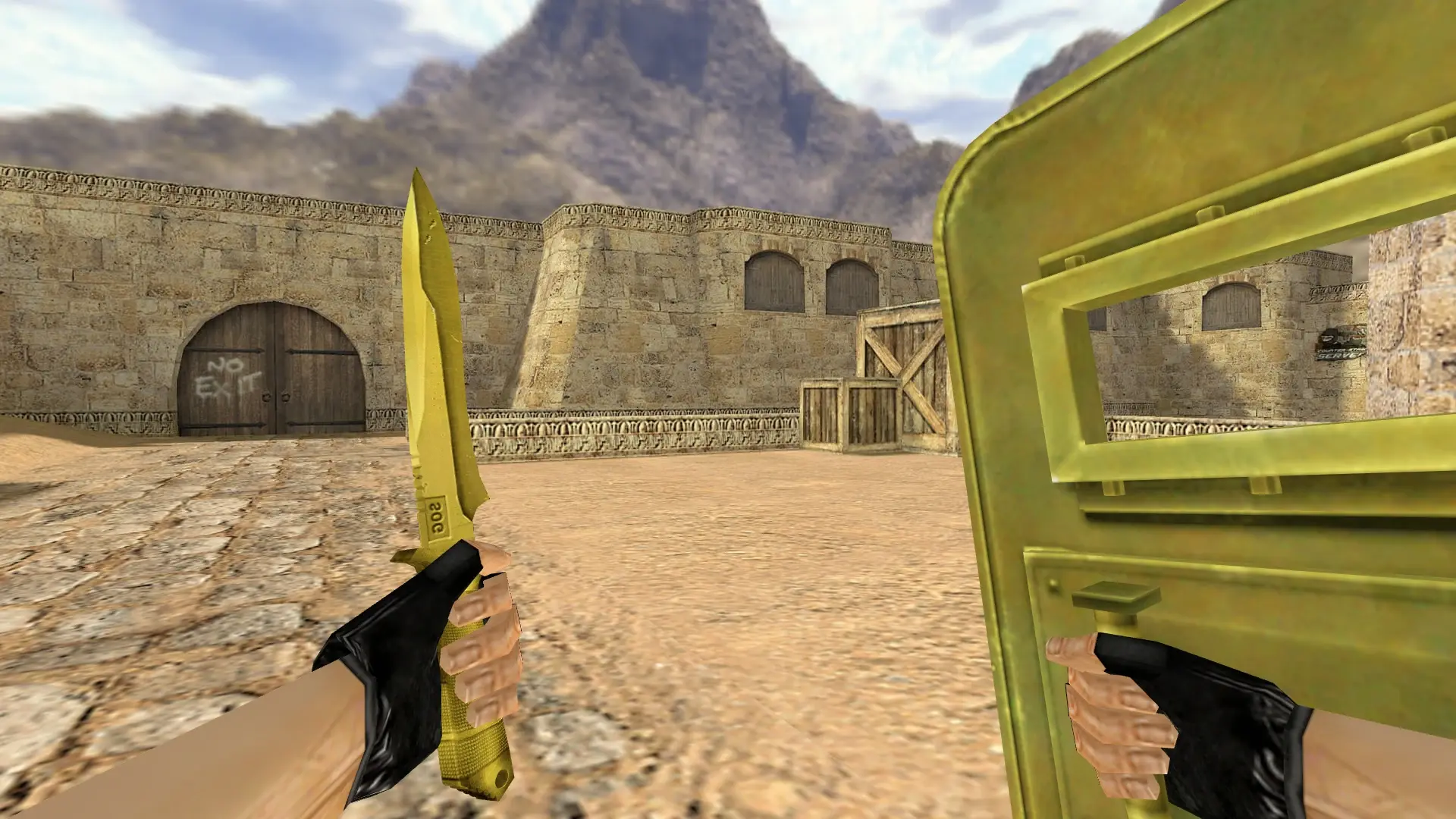 SHIELD_KNIFE — Golden Weapon Pack — de_dust2 (first person)