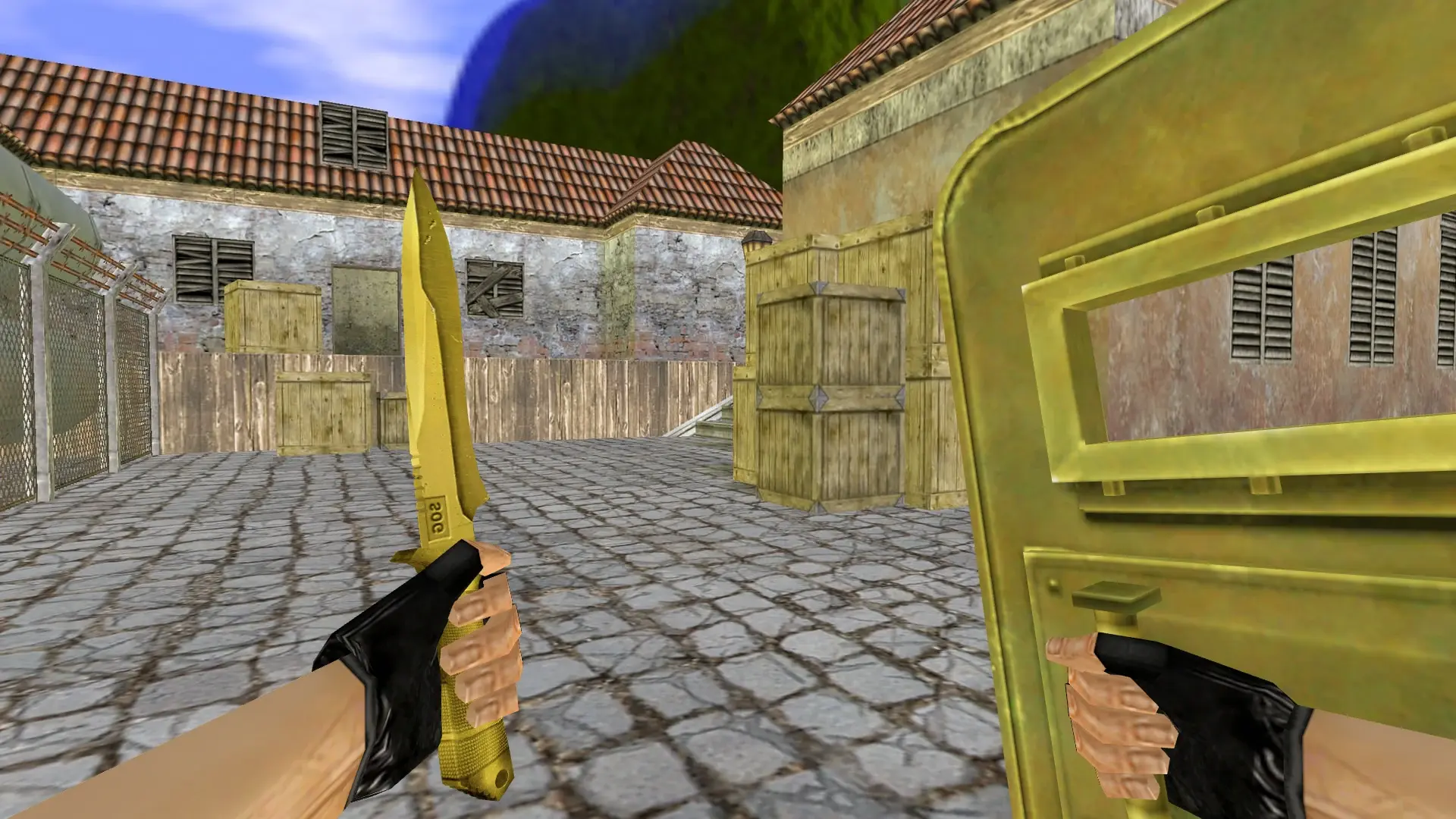 SHIELD_KNIFE — Golden Weapon Pack — de_inferno (first person)