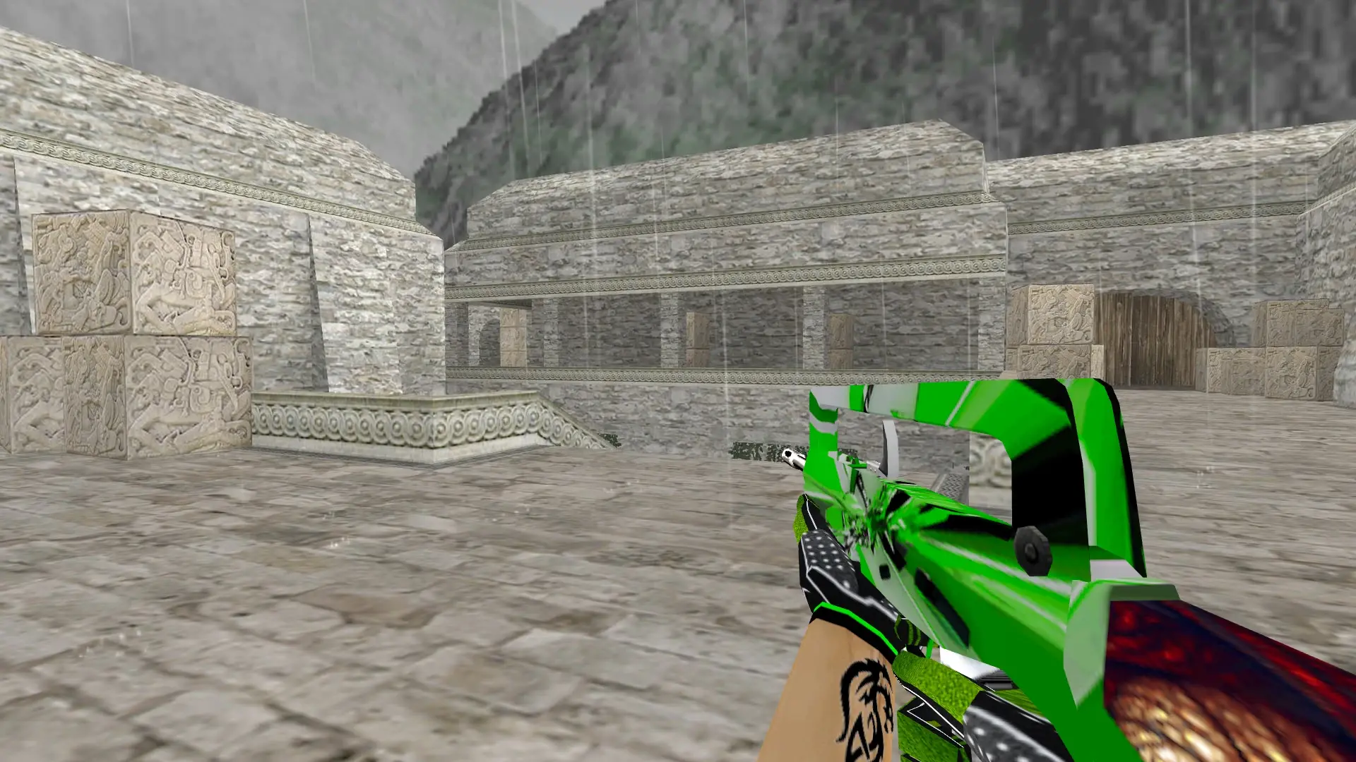 FAMAS — Green Bump Weapon Pack — de_aztec (first person)