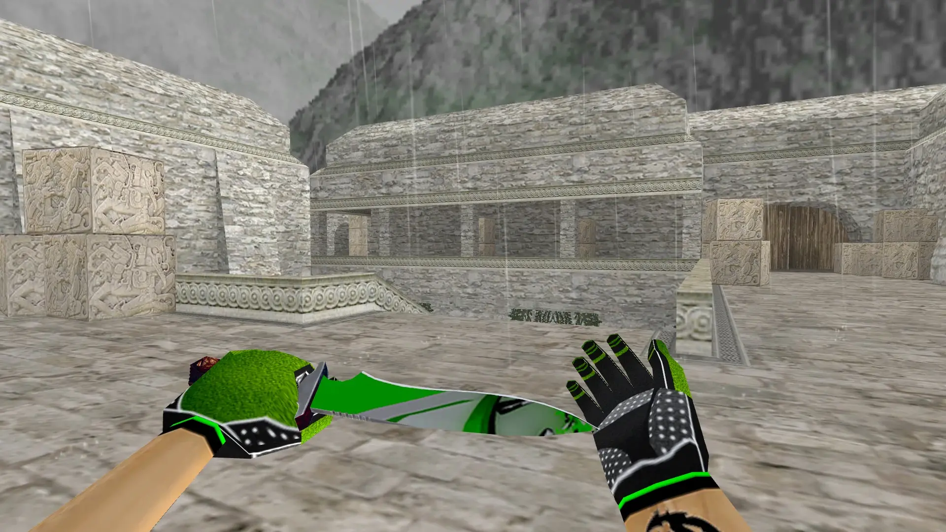 Knife — Green Bump Weapon Pack — de_aztec (first person)
