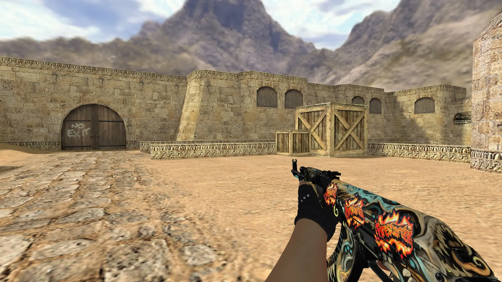 AK-47 — Bloodhound Gloves Charred Pack — de_dust2 (first person)