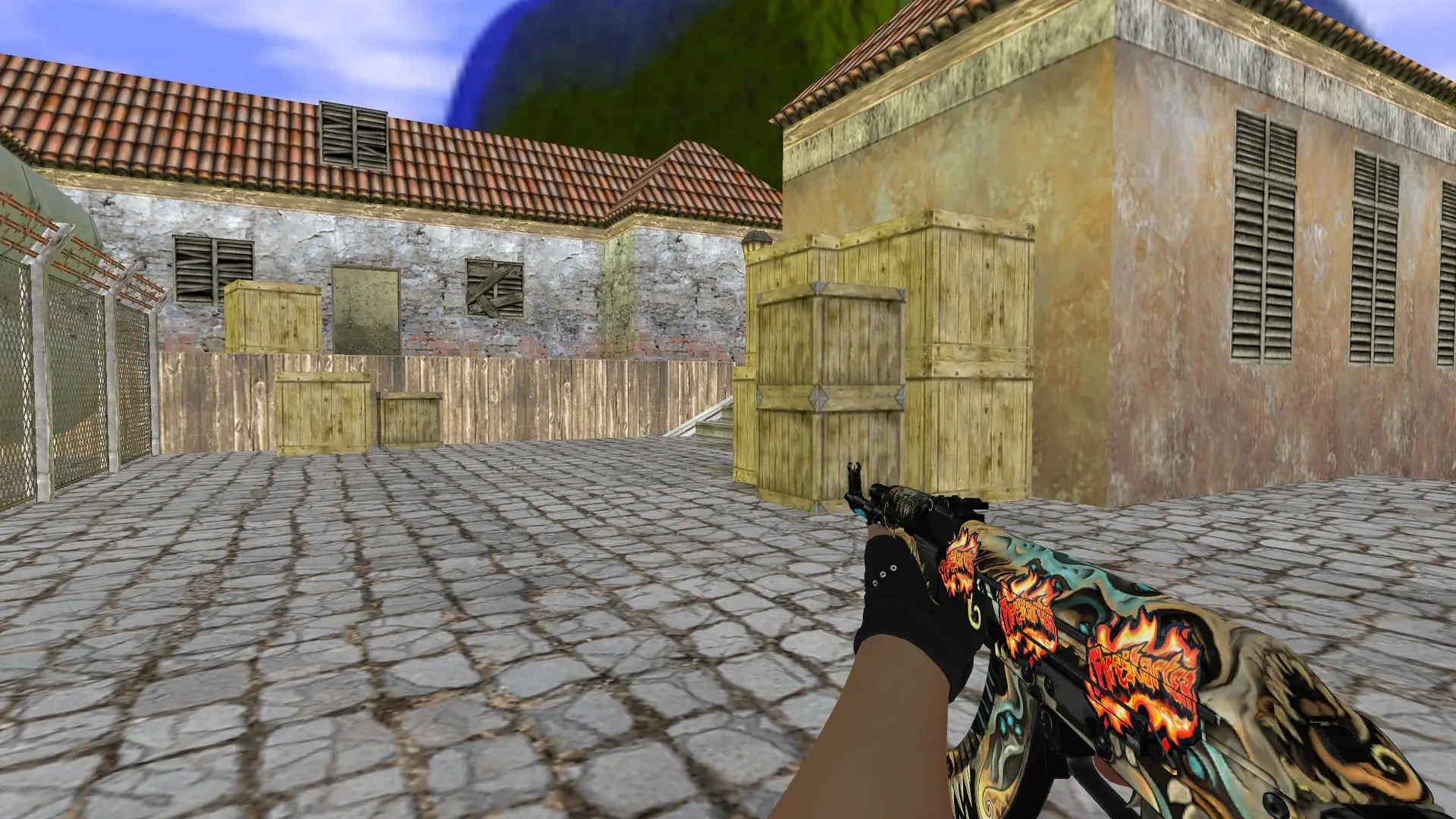 AK-47 — Bloodhound Gloves Charred Pack — de_inferno (first person)