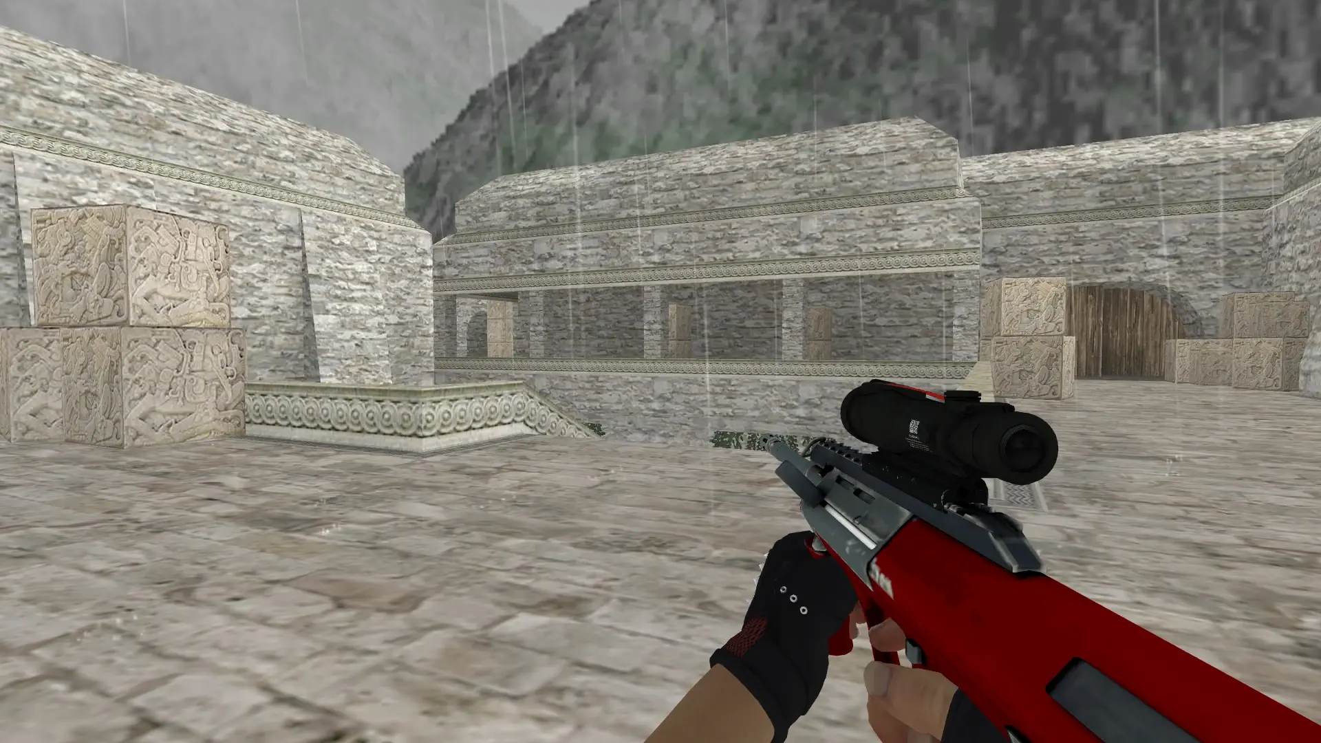 AUG — Bloodhound Gloves Charred Pack — de_aztec (first person)