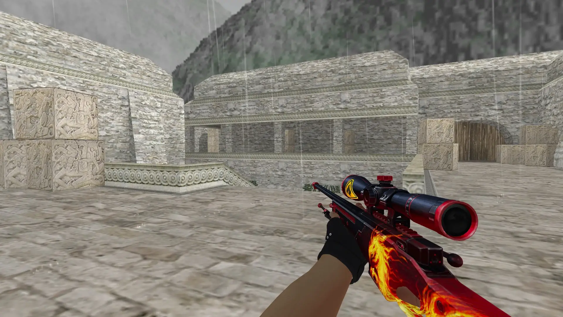 AWP — Bloodhound Gloves Charred Pack — de_aztec (first person)