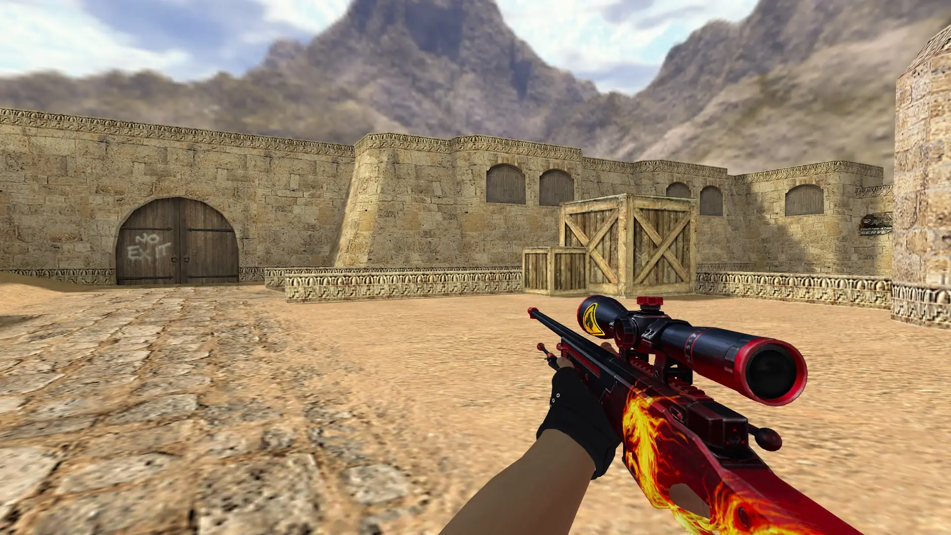 AWP — Bloodhound Gloves Charred Pack — de_dust2 (first person)