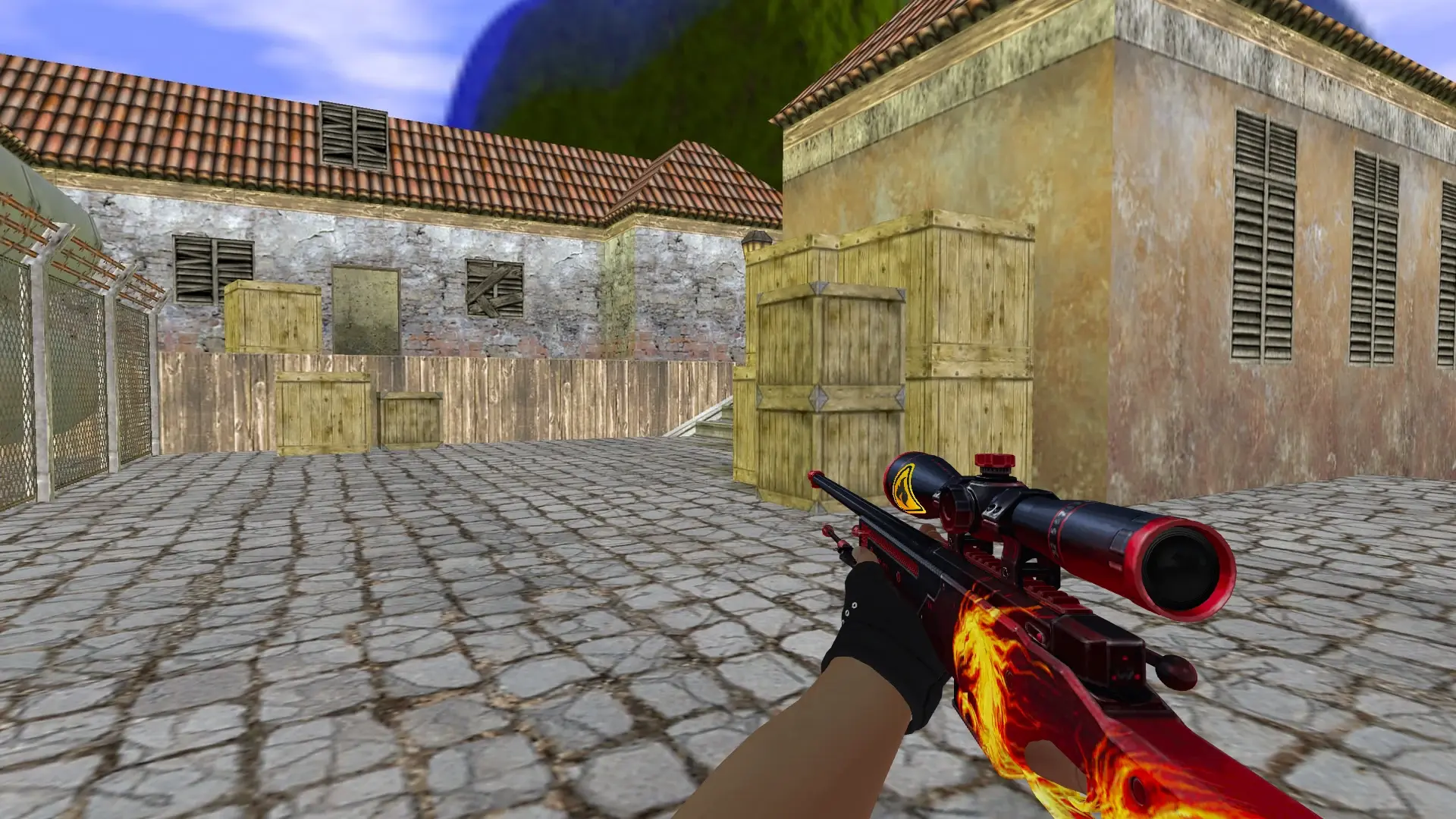 AWP — Bloodhound Gloves Charred Pack — de_inferno (first person)