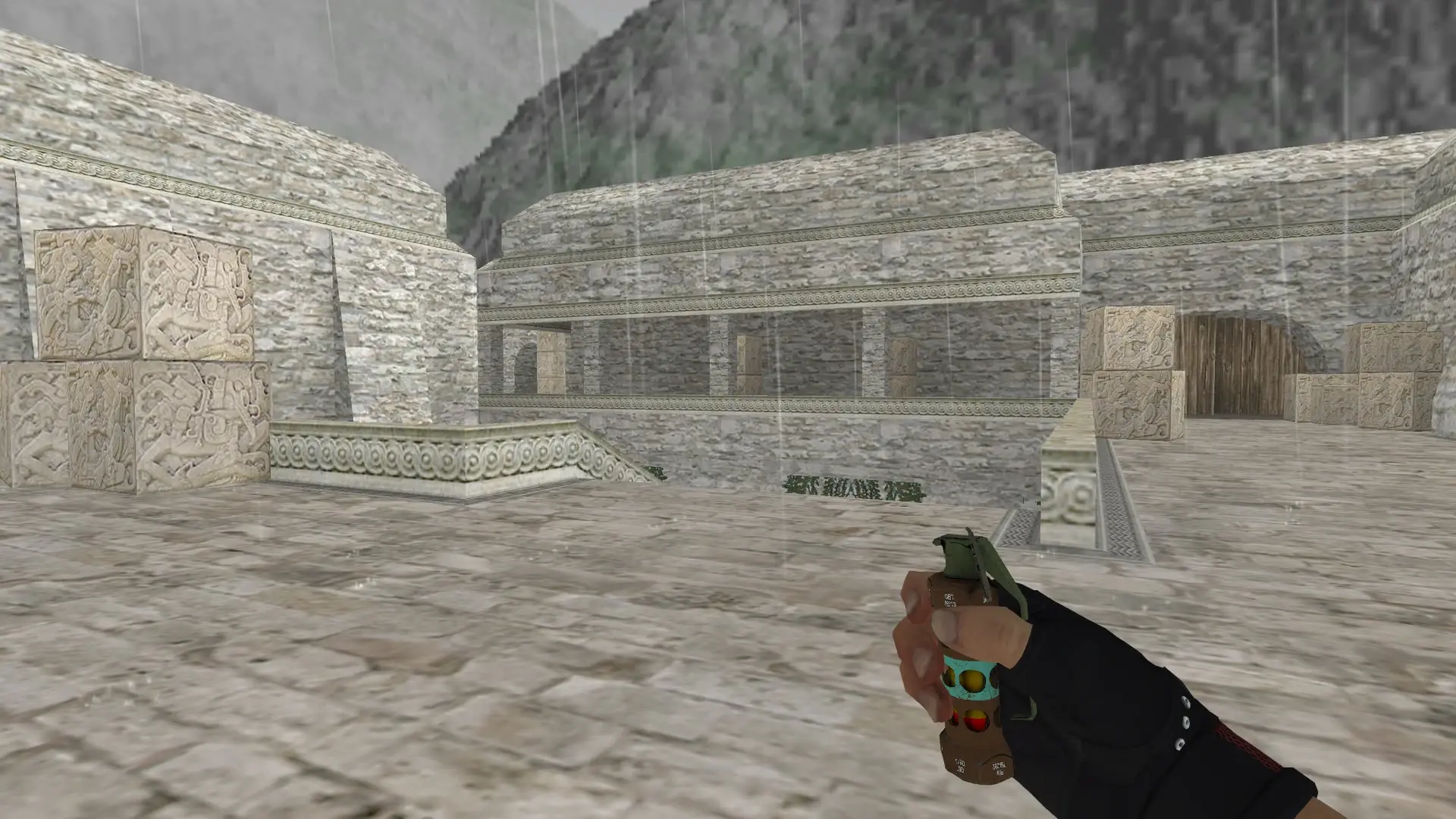 Flashbang — Bloodhound Gloves Charred Pack — de_aztec (first person)