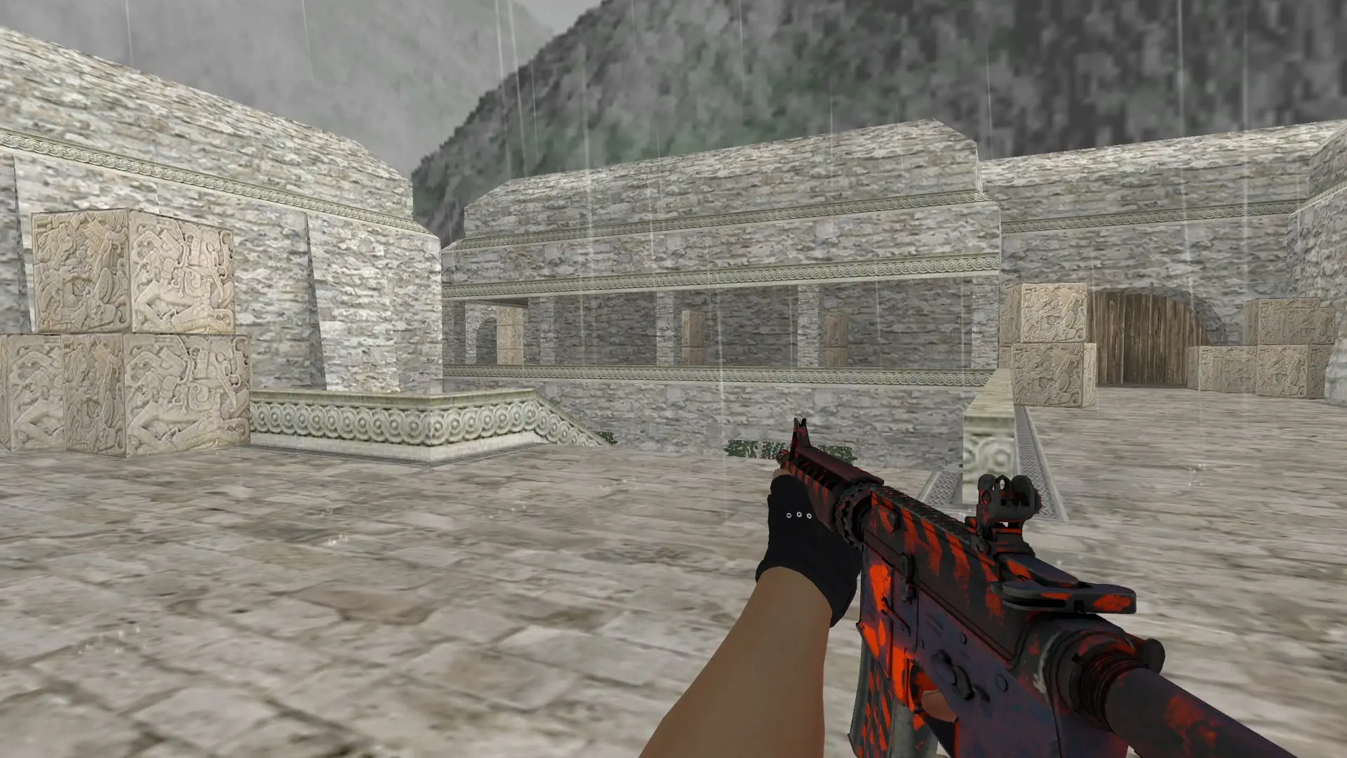 M4A1 — Bloodhound Gloves Charred Pack — de_aztec (first person)