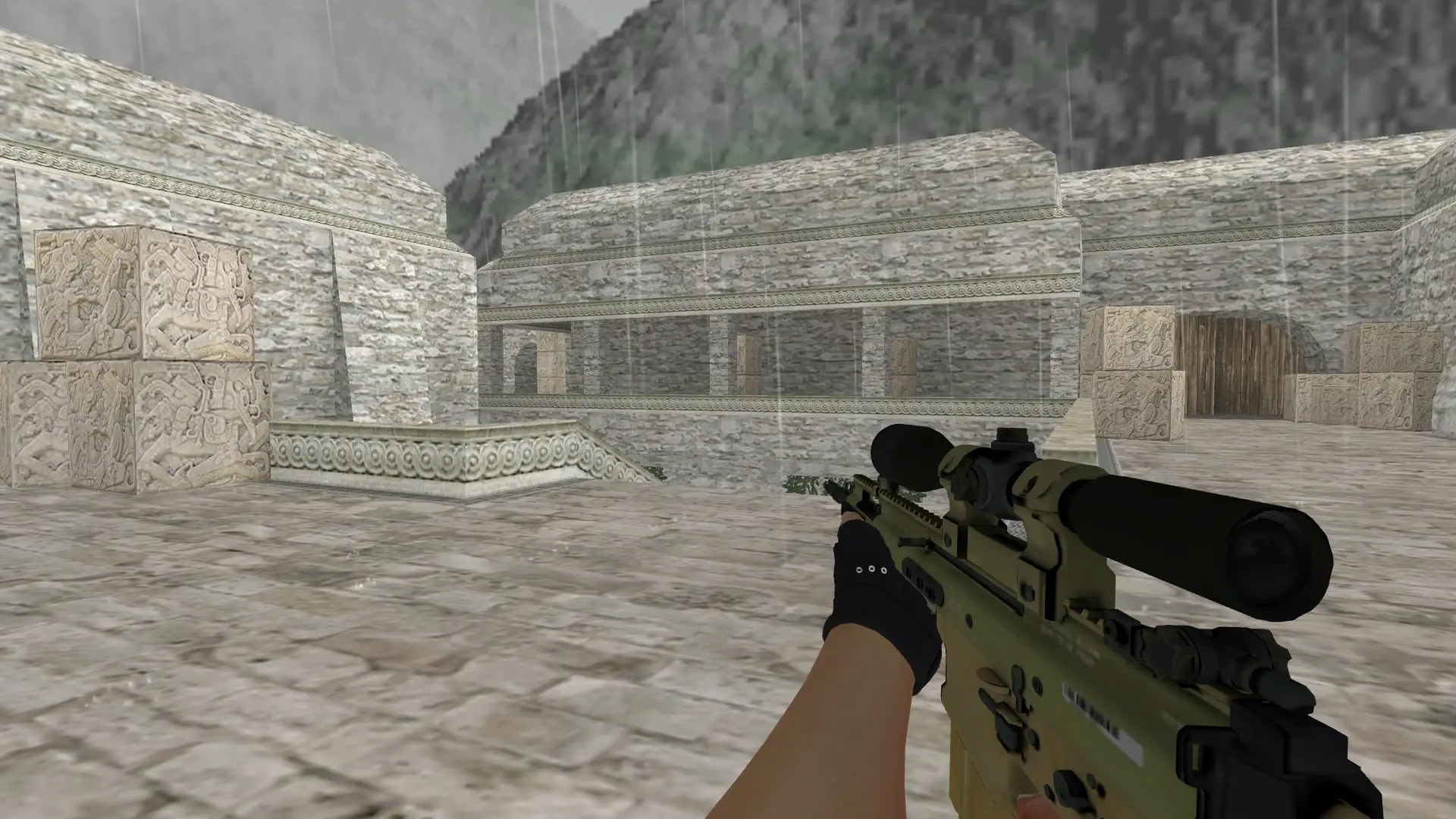SG550 — Bloodhound Gloves Charred Pack — de_aztec (first person)