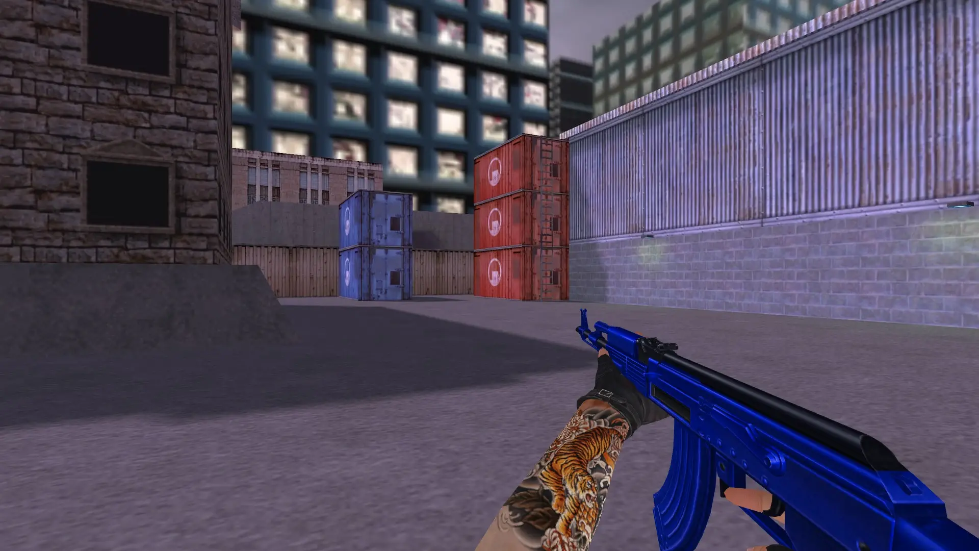 AK-47 — Blue Weapons with Tattoo — cs_assault (first person)