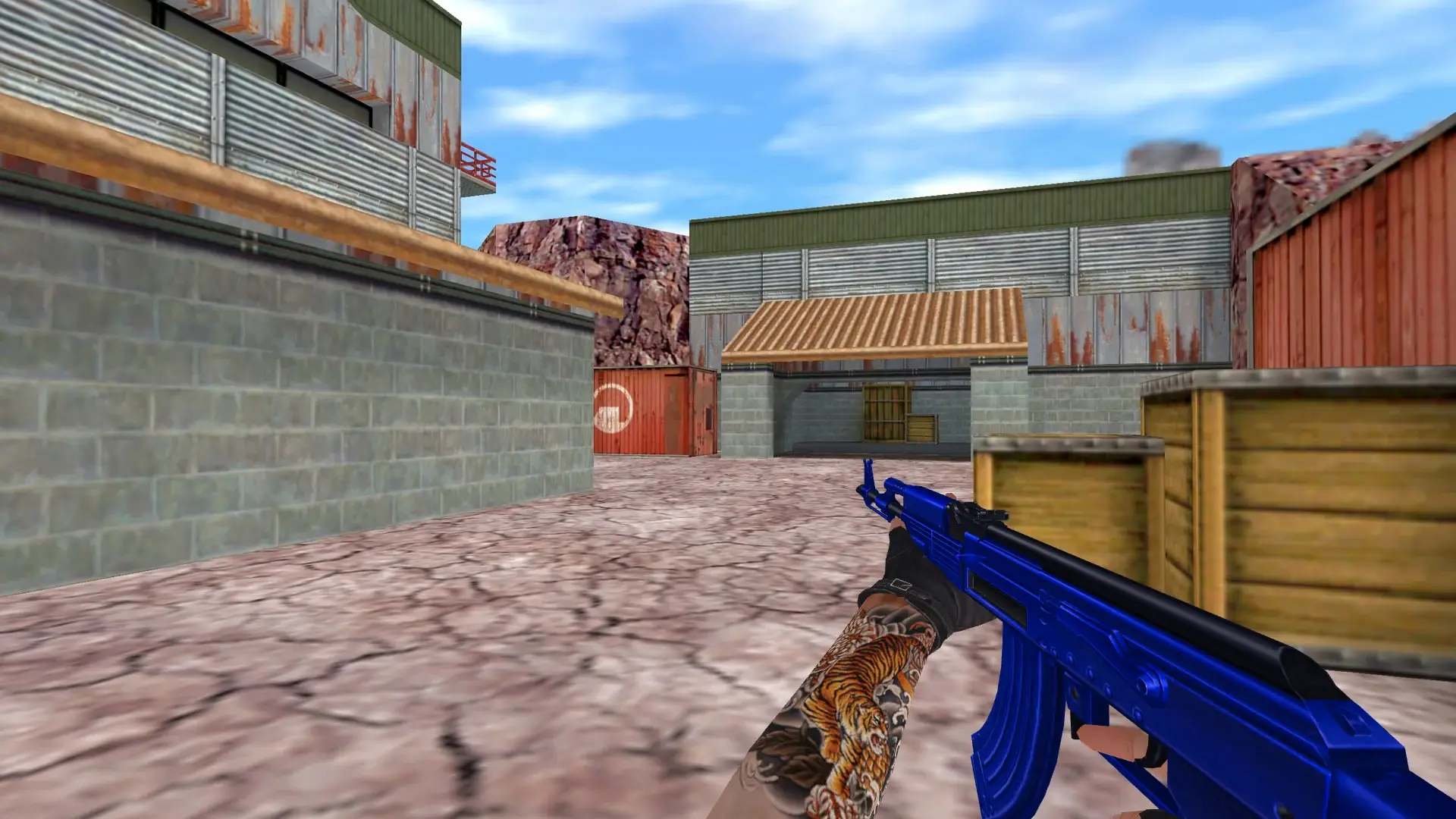 AK-47 — Blue Weapons with Tattoo — de_nuke (first person)