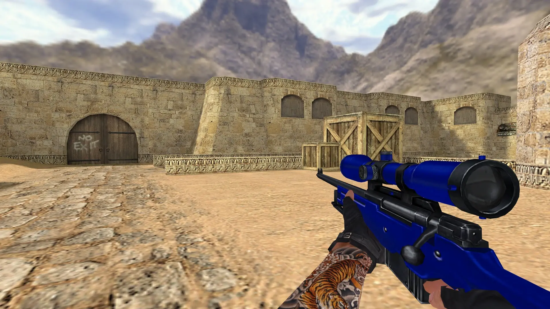 AWP — Blue Weapons with Tattoo — de_dust2 (first person)