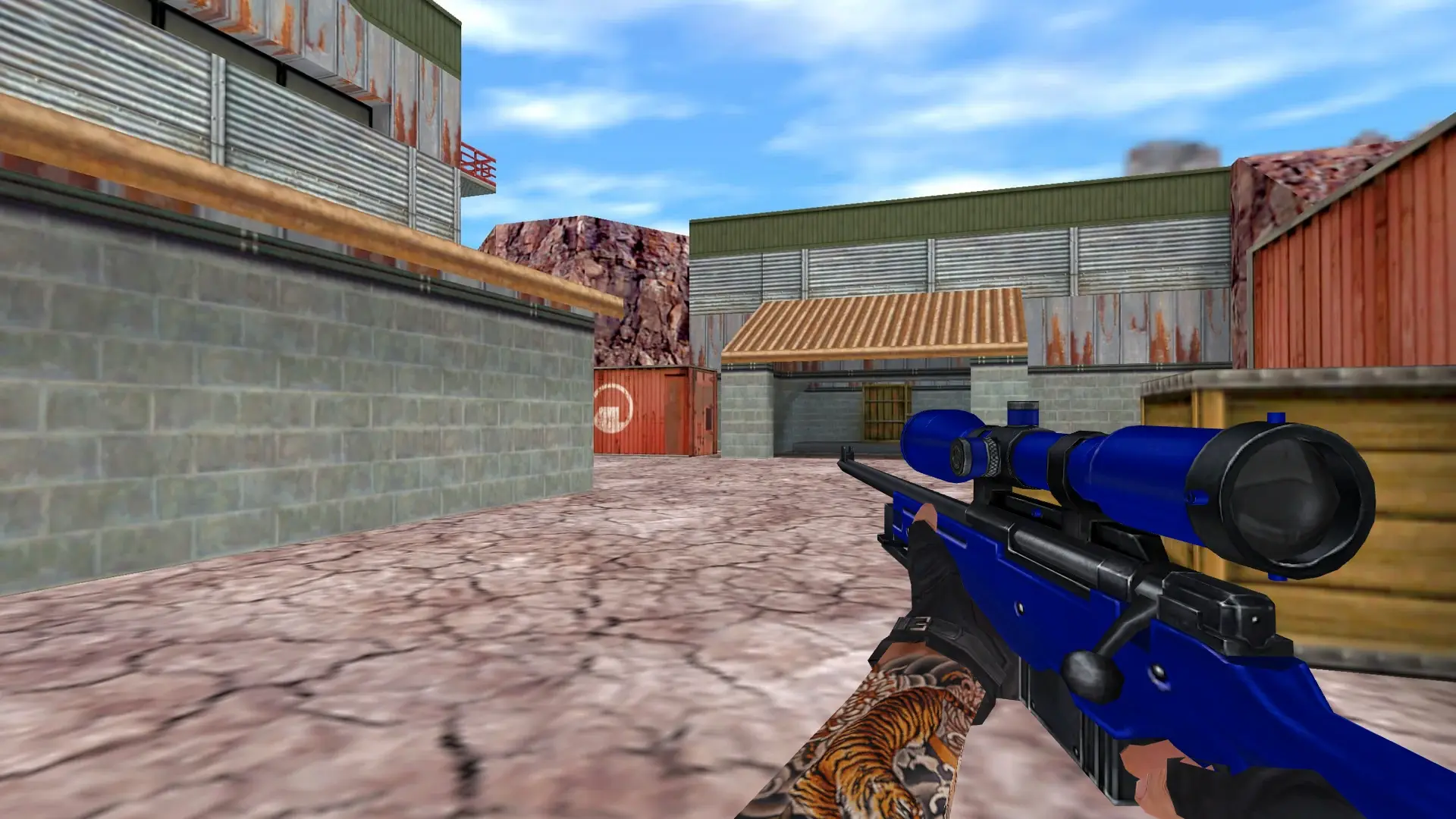 AWP — Blue Weapons with Tattoo — de_nuke (first person)
