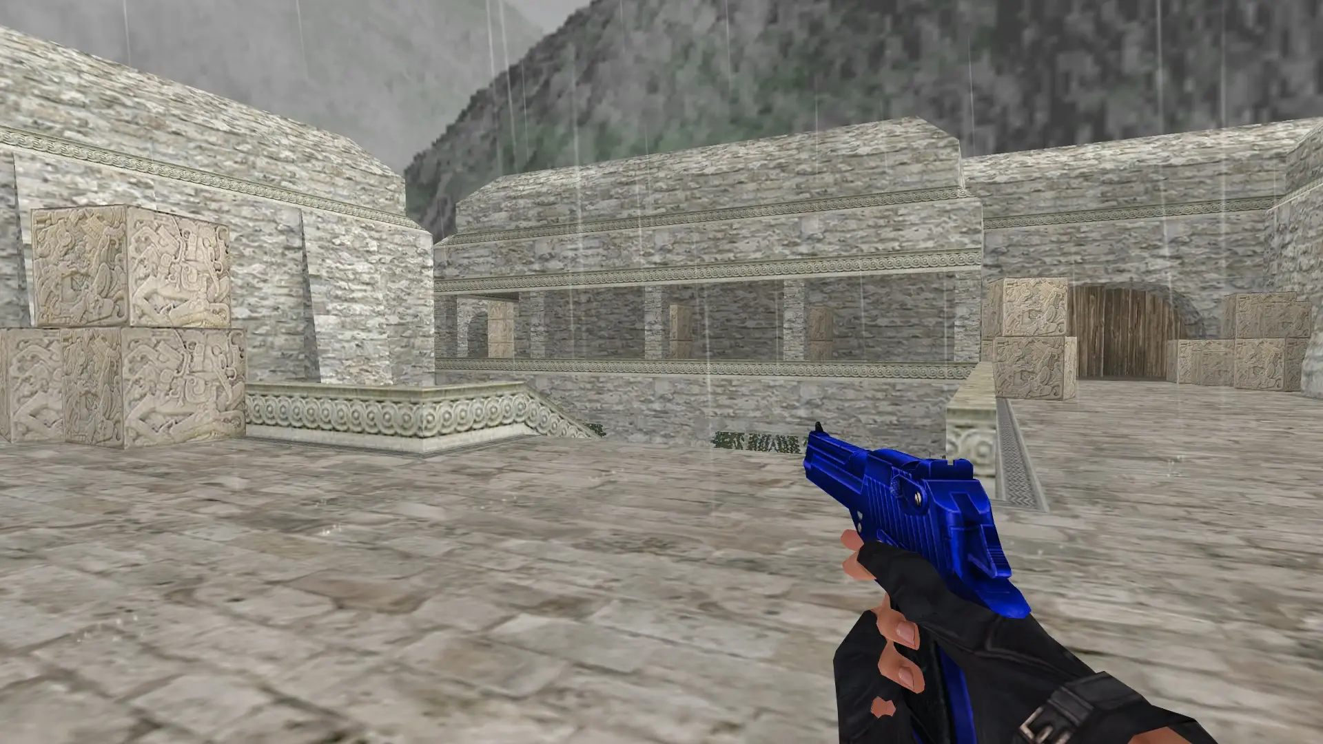 Desert Eagle — Blue Weapons with Tattoo — de_aztec (first person)