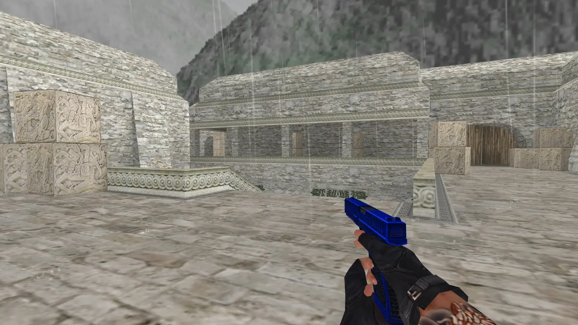 Glock-18 — Blue Weapons with Tattoo — de_aztec (first person)