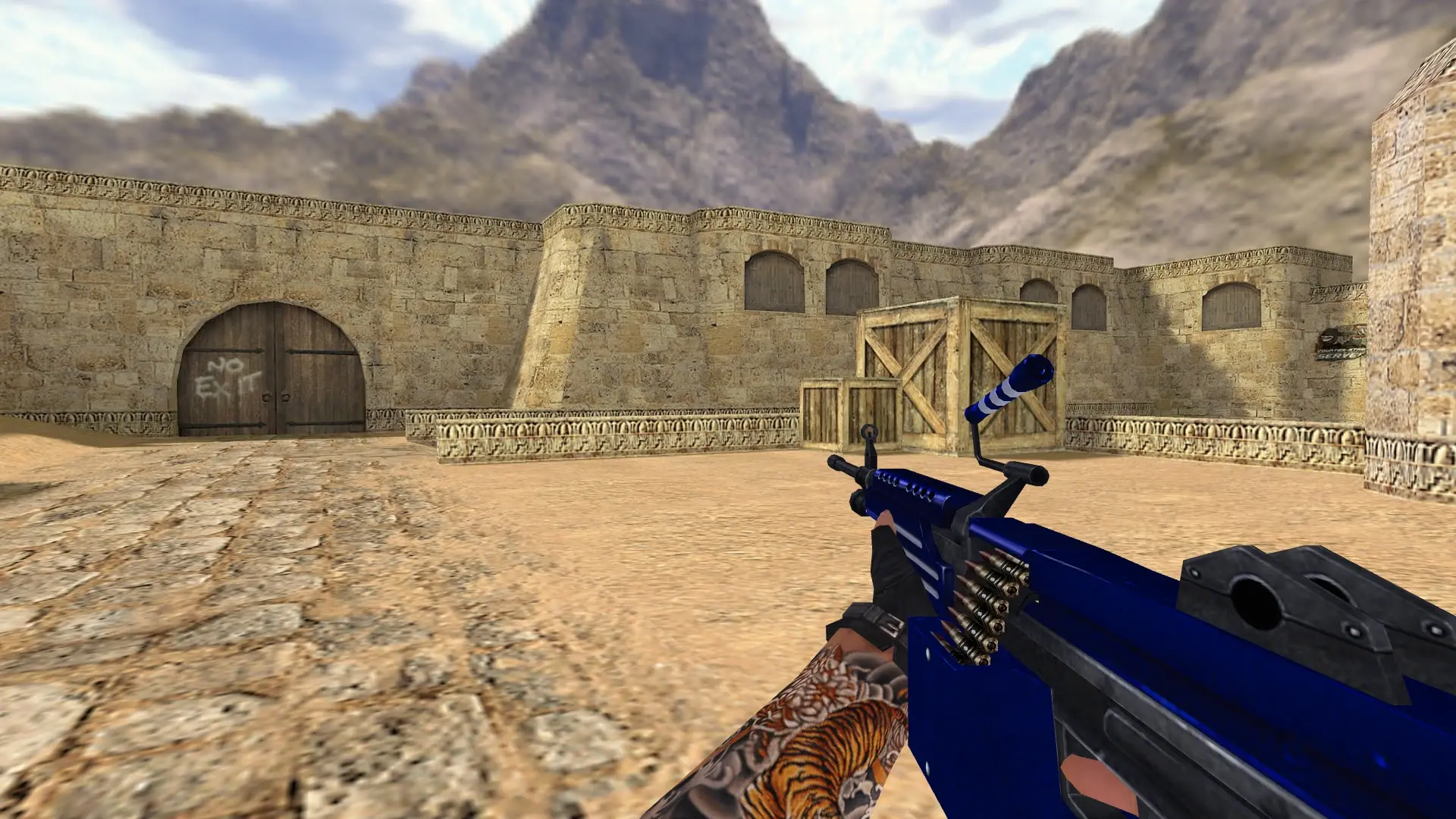 M249 — Blue Weapons with Tattoo — de_dust2 (first person)