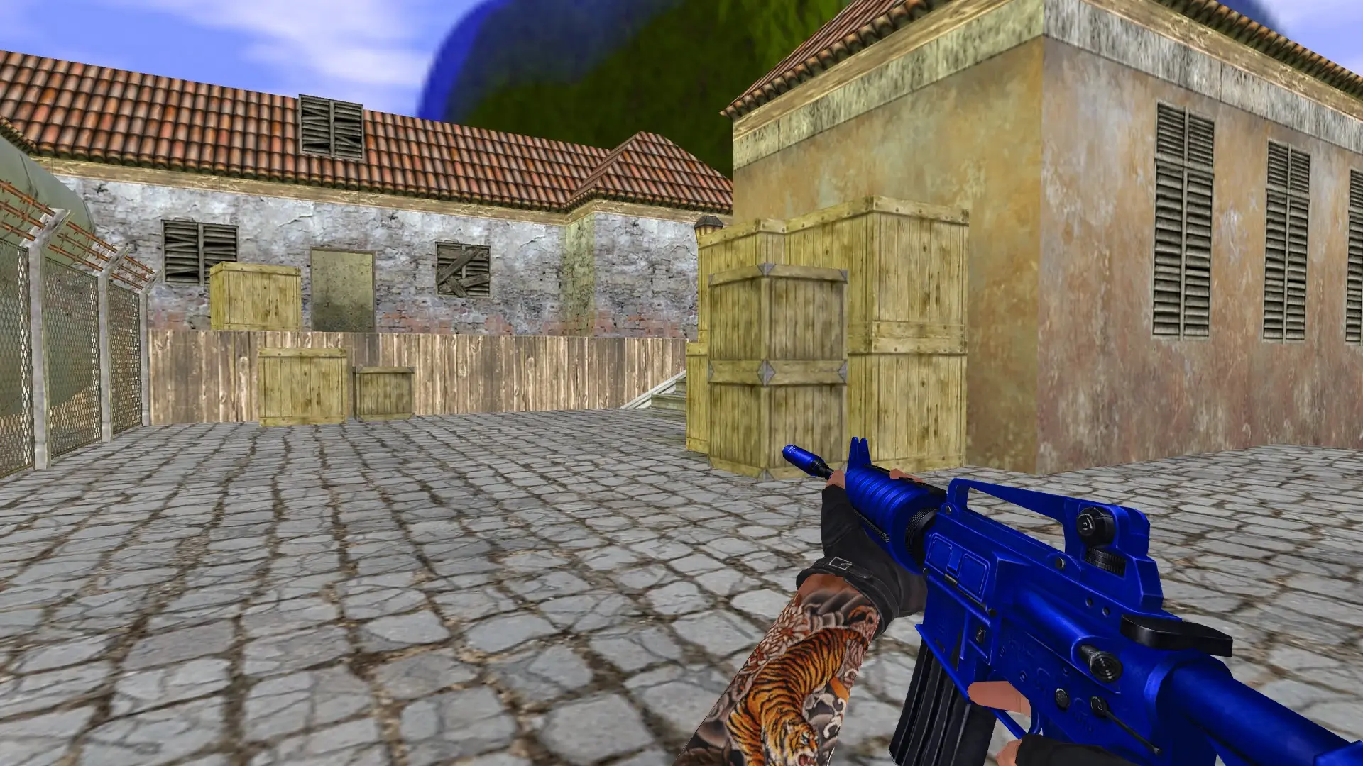 M4A1 — Blue Weapons with Tattoo — de_inferno (first person)