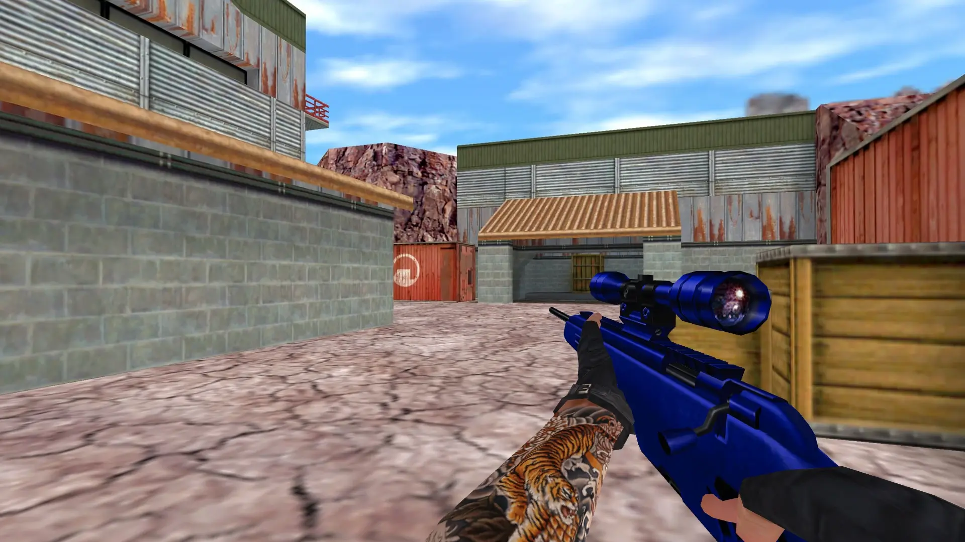 Scout — Blue Weapons with Tattoo — de_nuke (first person)