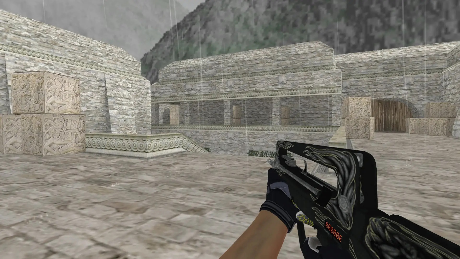 FAMAS — Moto Gloves Eclipse Pack — de_aztec (first person)