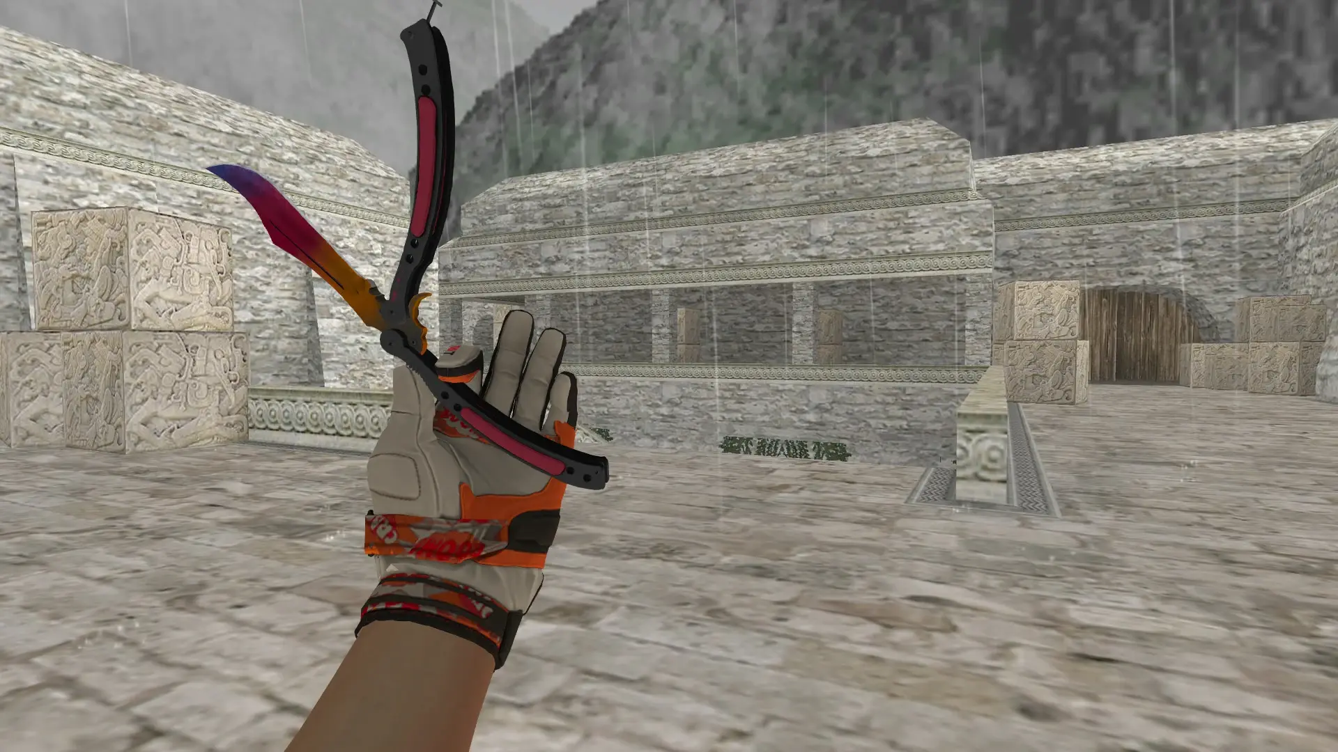 Butterfly Fade — Moto Gloves POW! Pack — de_aztec (first person)