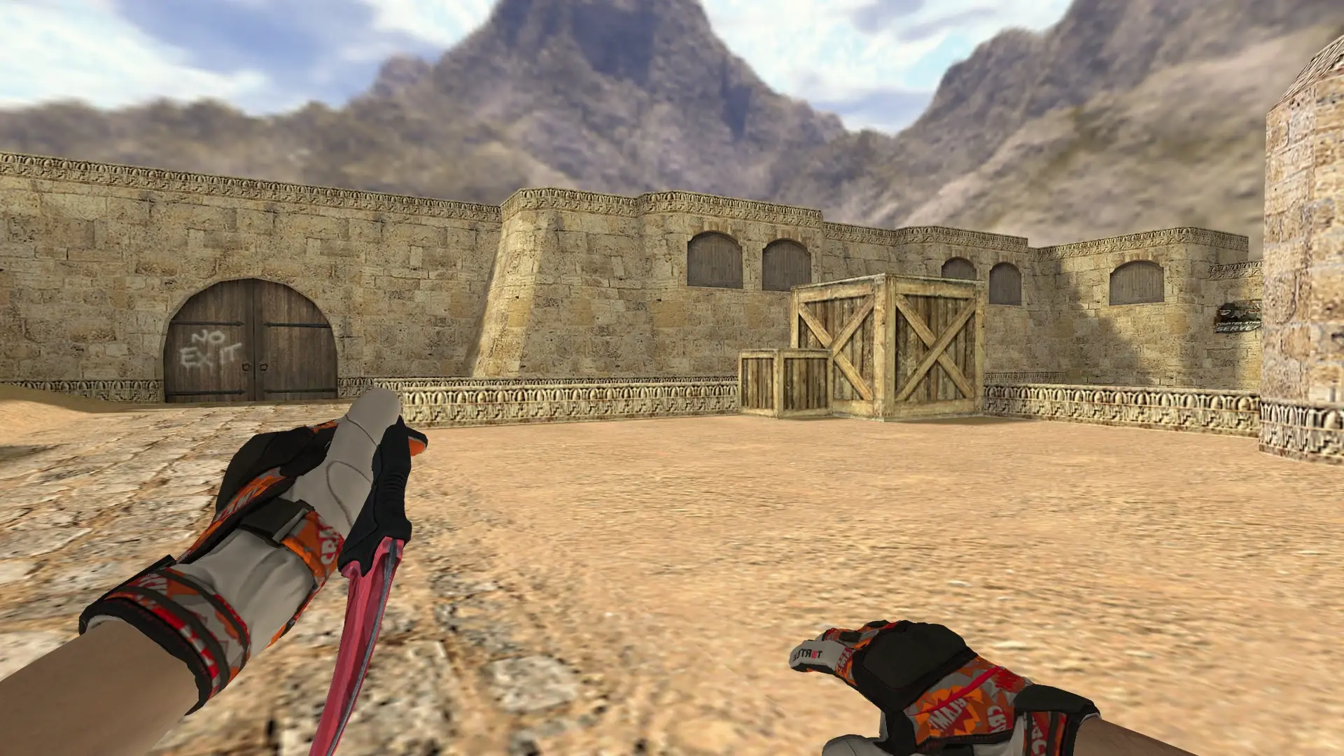 Karambit Slaughter — Moto Gloves POW! Pack — de_dust2 (first person)
