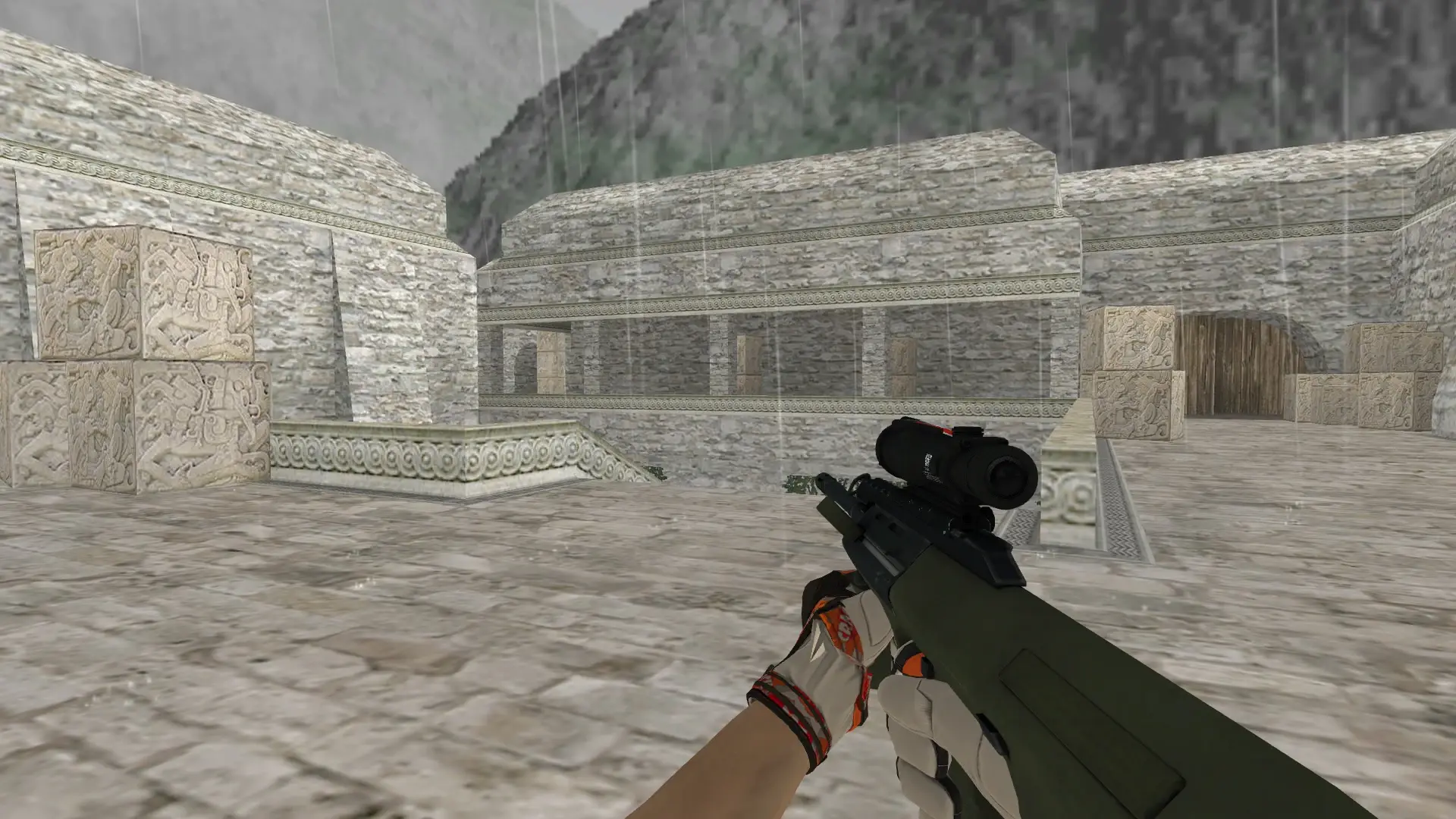 AUG — Moto Gloves POW! Pack — de_aztec (first person)