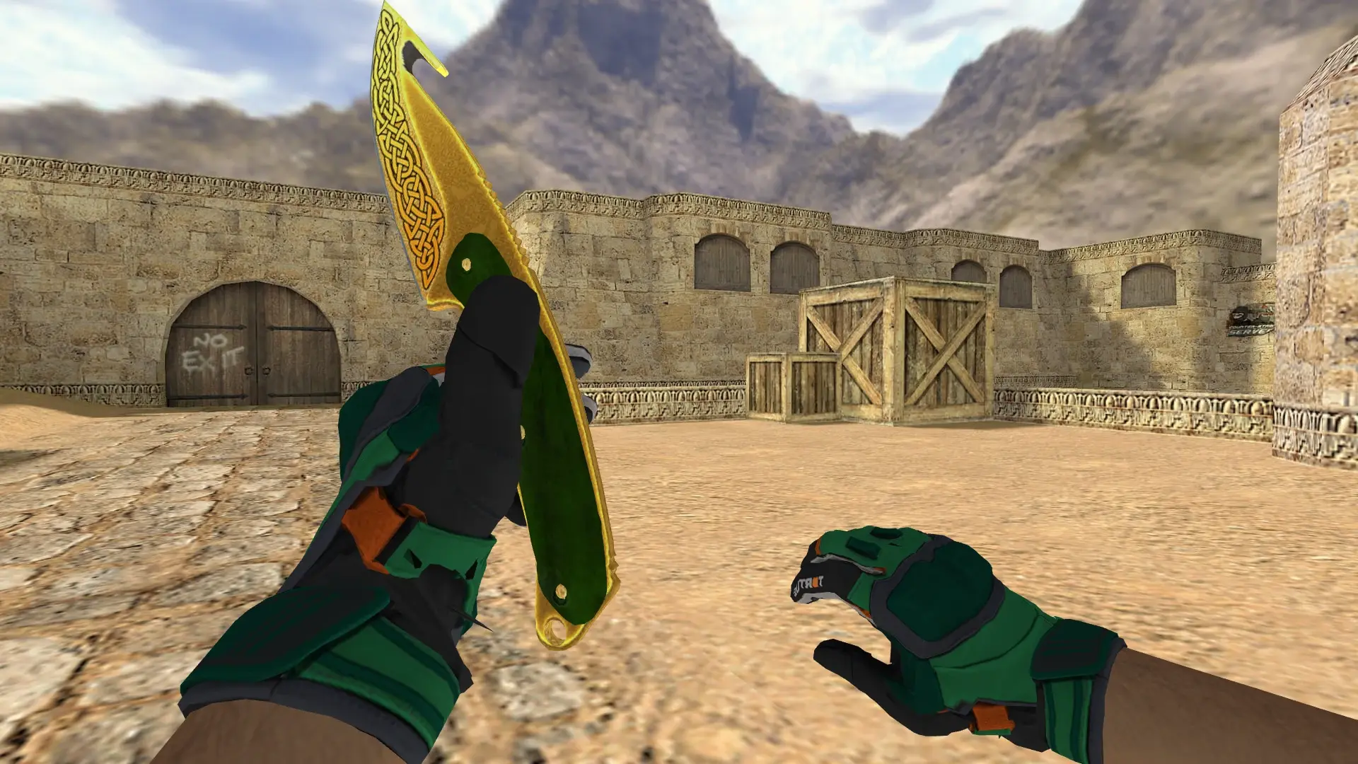 Gut Knife Lore — Moto Gloves Turtle Pack — de_dust2 (first person)