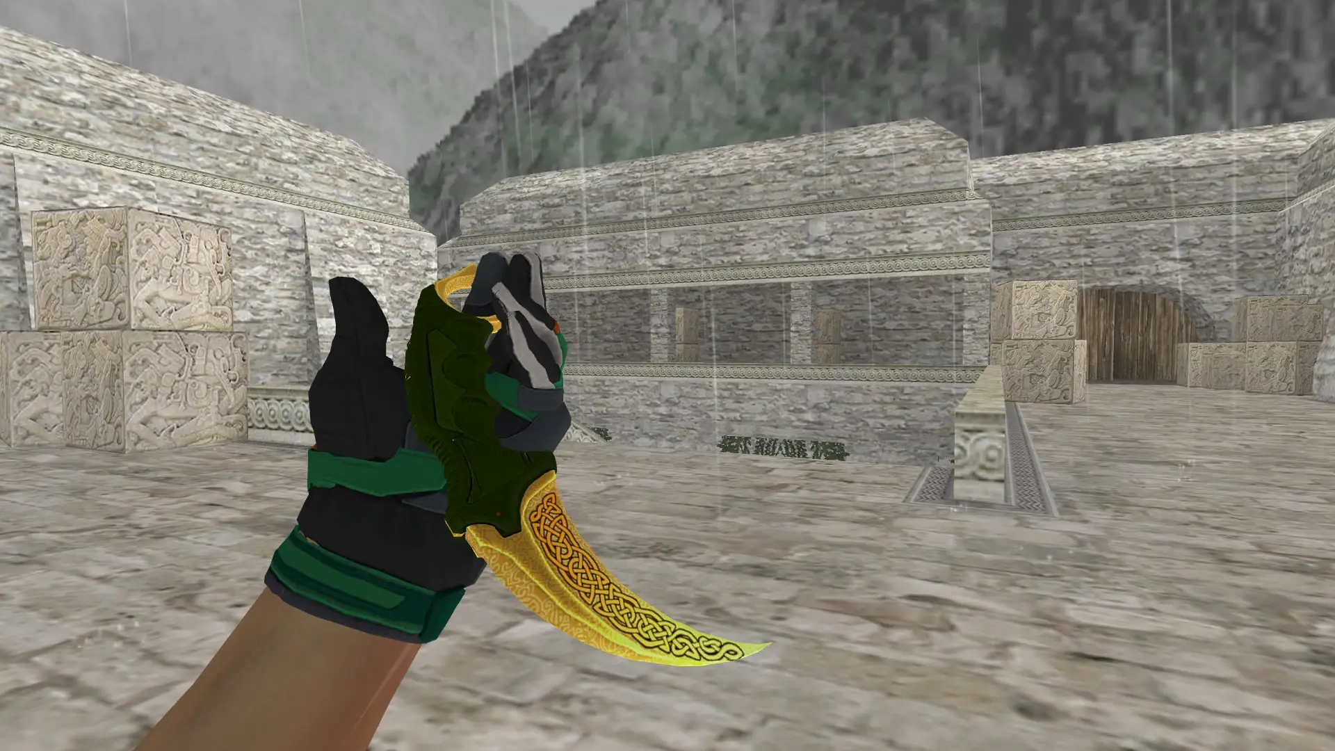 Karambit Lore — Moto Gloves Turtle Pack — de_aztec (first person)