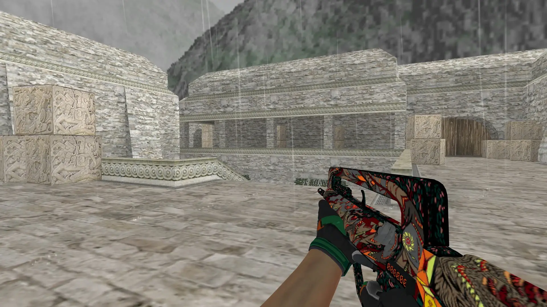 FAMAS — Moto Gloves Turtle Pack — de_aztec (first person)