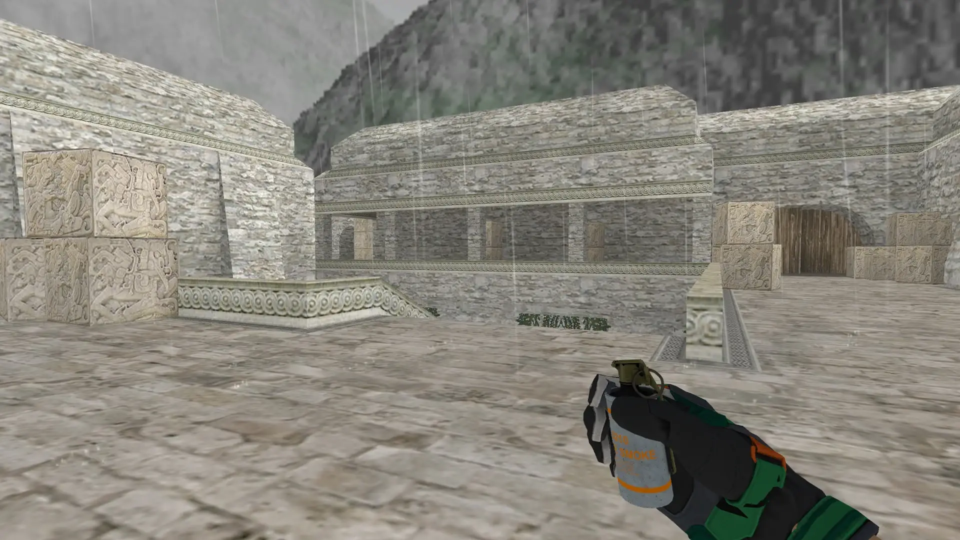 Smoke Grenade — Moto Gloves Turtle Pack — de_aztec (first person)