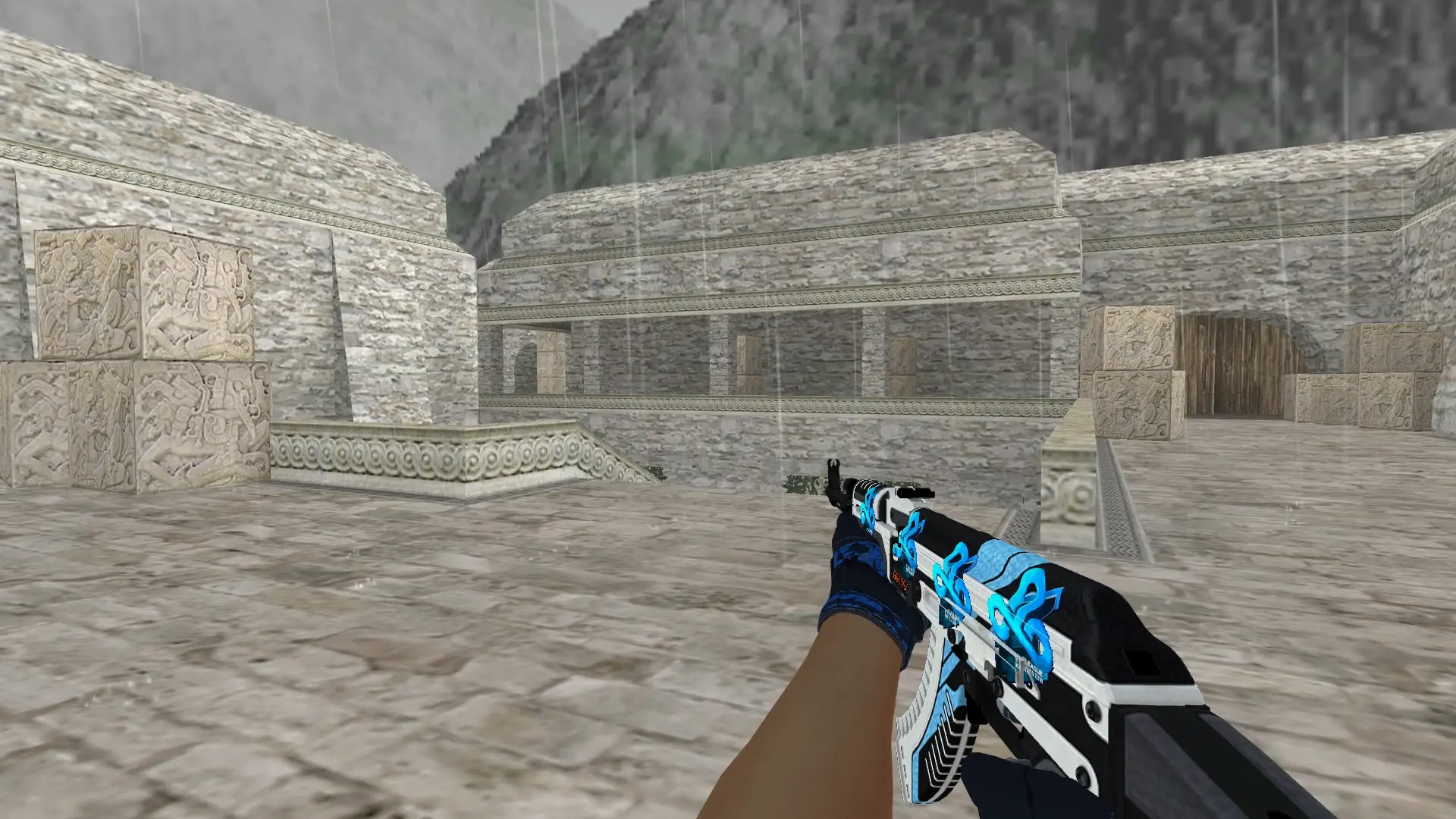 AK-47 — Moto Gloves Weapon Pack — de_aztec (first person)