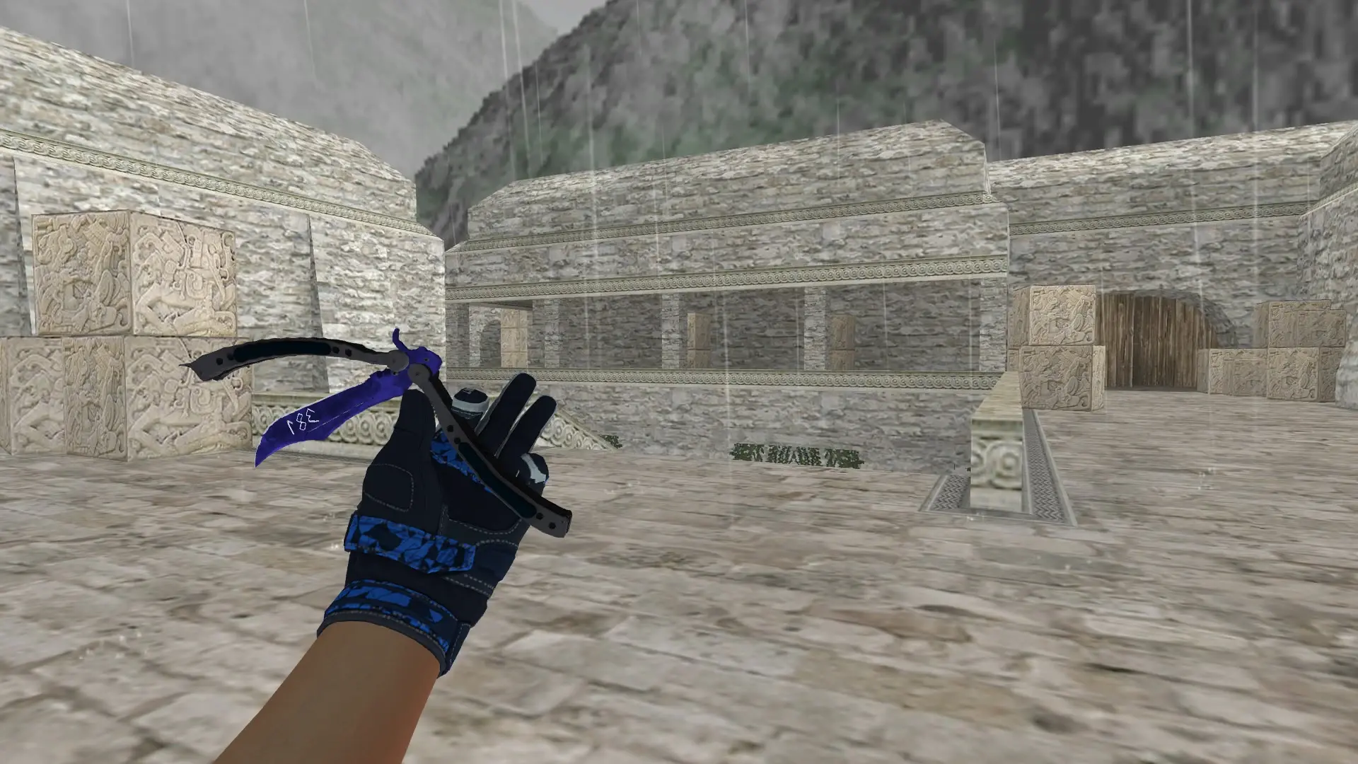Knife — Moto Gloves Weapon Pack — de_aztec (first person)
