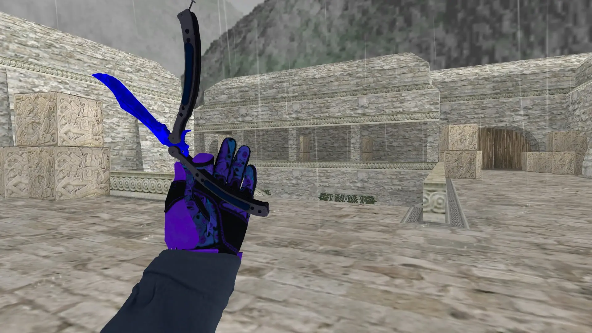 Butterfly Doppler (Supphire): Pandora's Box Sport Gloves (CT) — de_aztec (first person)
