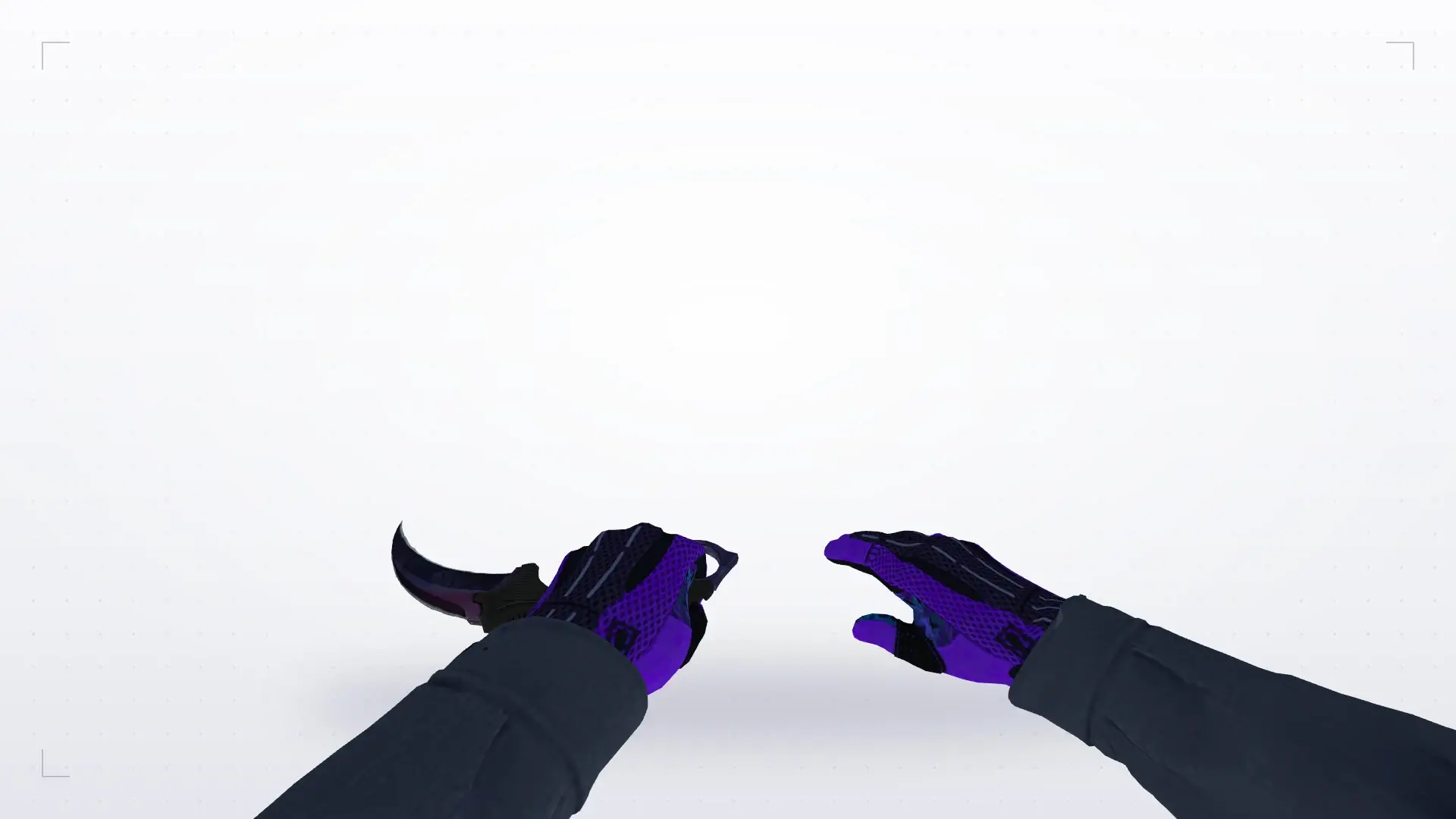 Karambit Doppler (Black Pearl): Pandora's Box Sport Gloves (CT) — first person