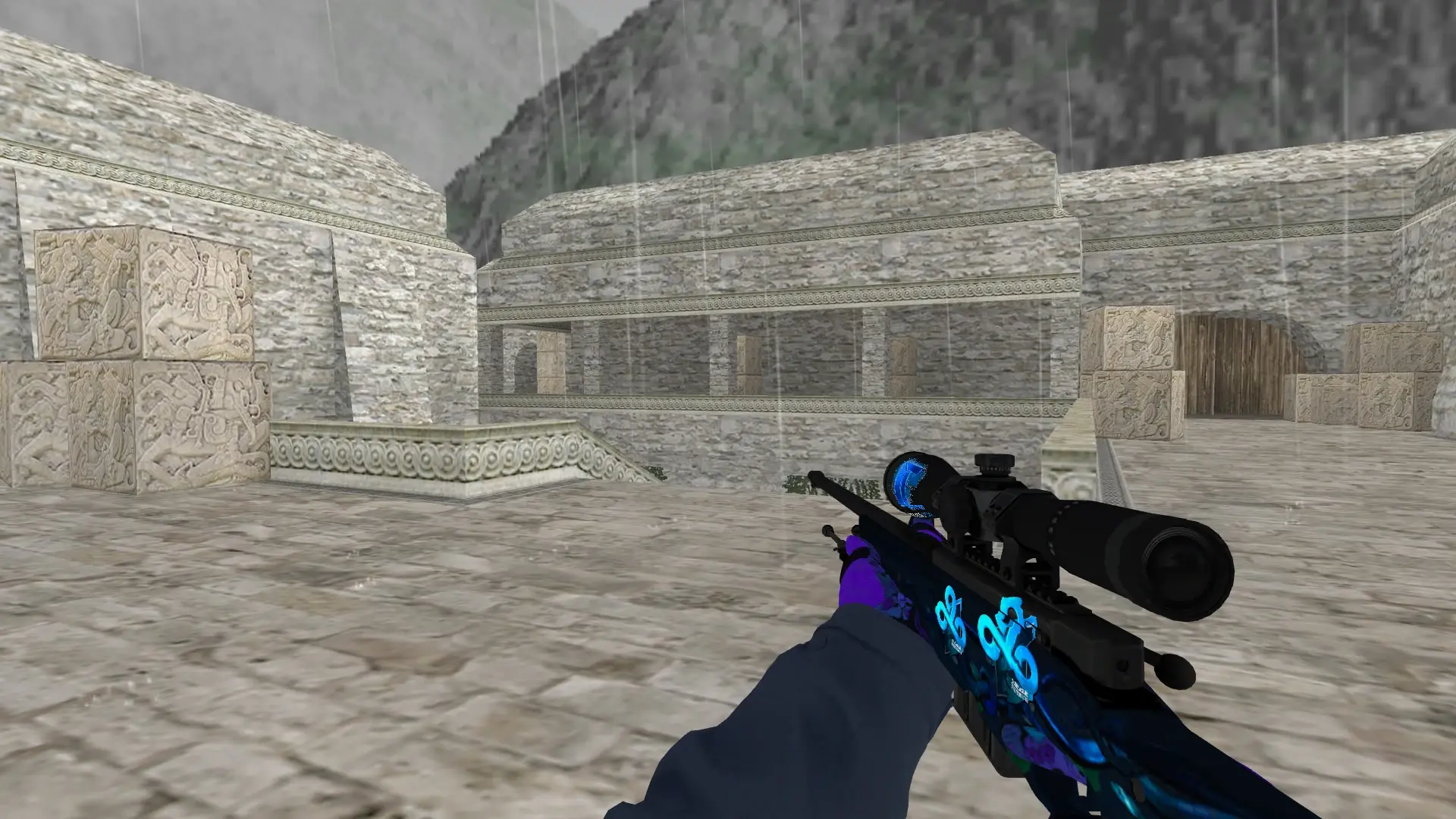 AWP: Pandora's Box Sport Gloves (CT) — de_aztec (first person)