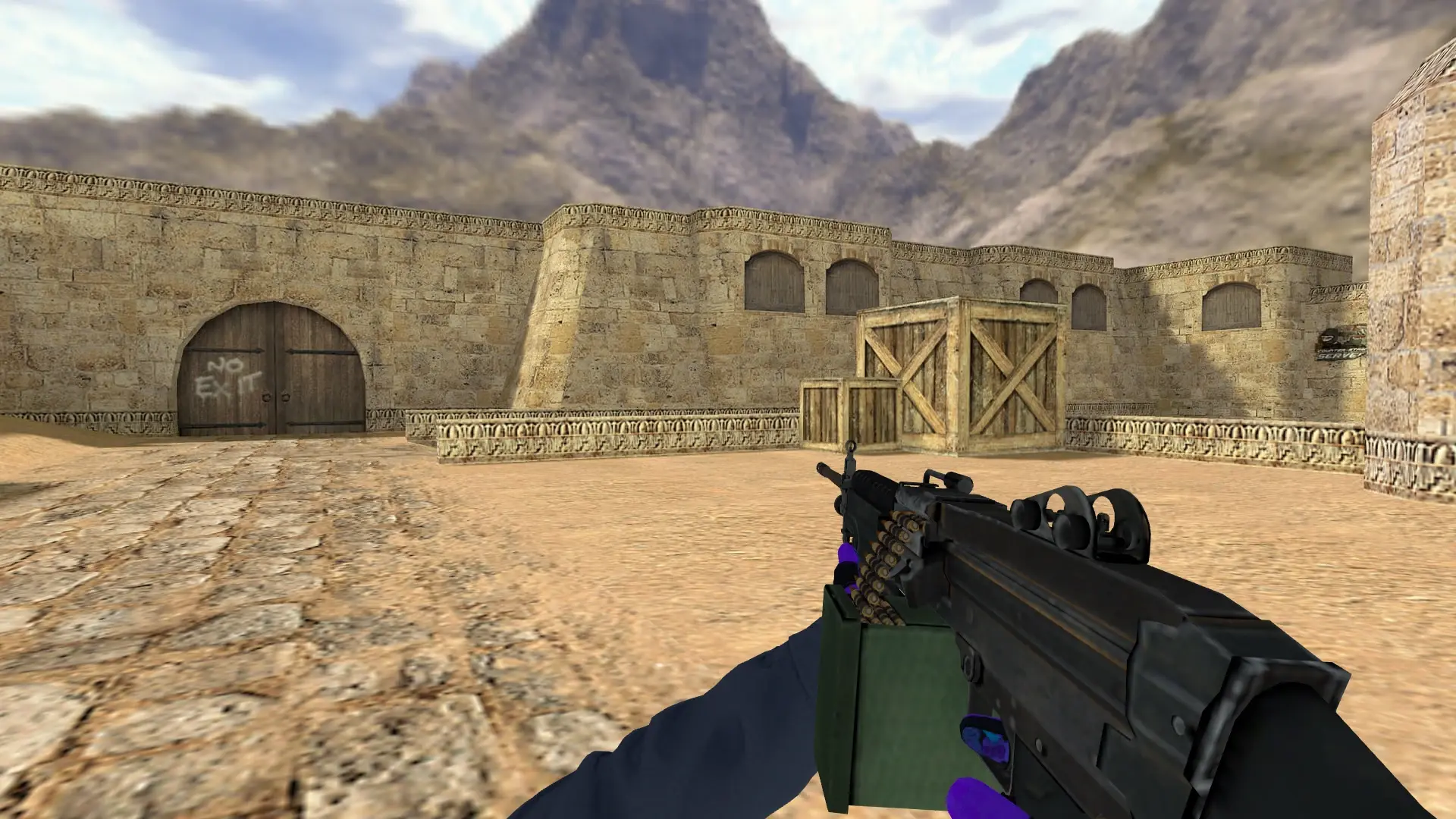 M249: Pandora's Box Sport Gloves (CT) — de_dust2 (first person)