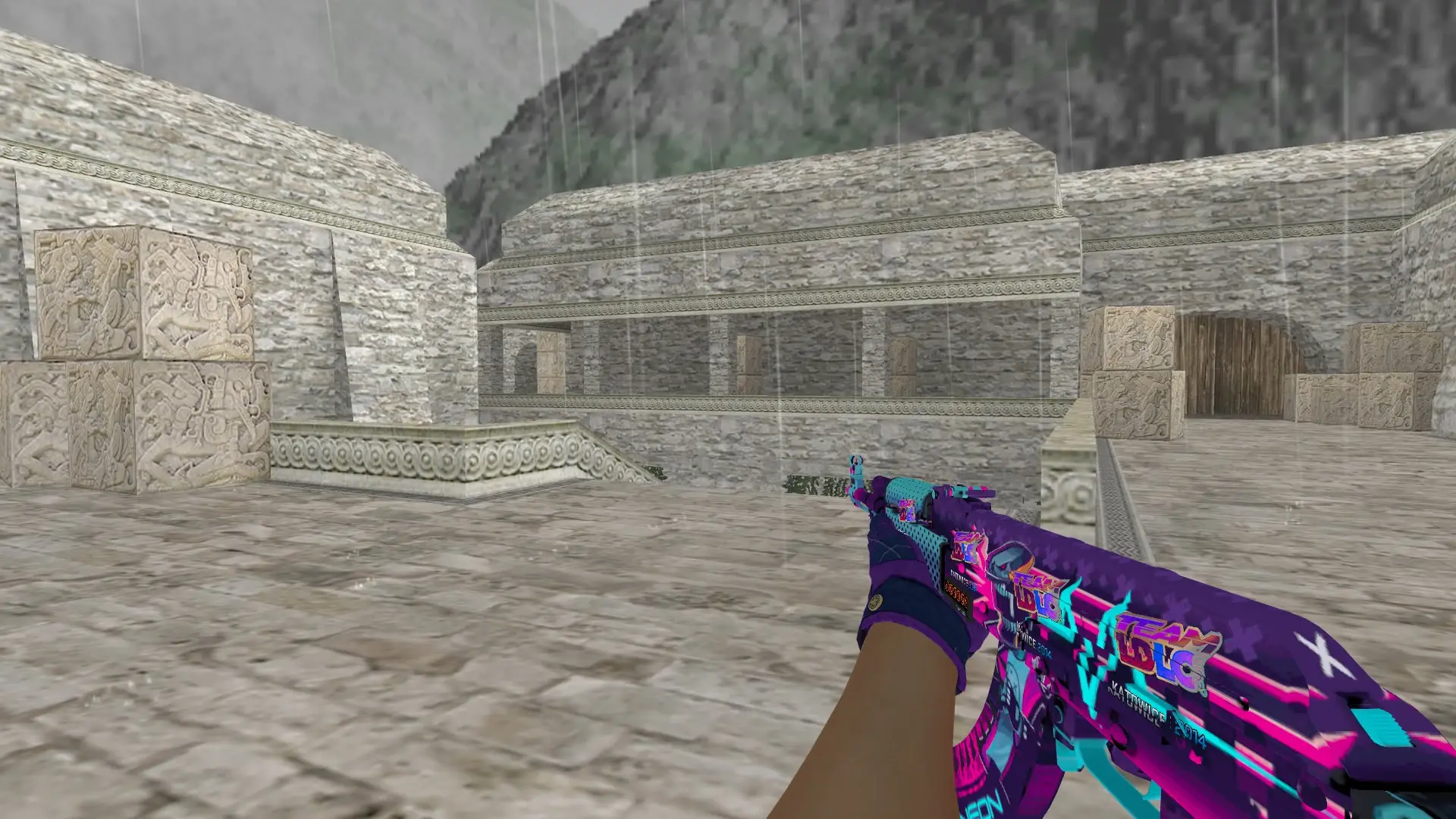 AK-47: Imperial Plaid Driver Gloves — de_aztec (first person)