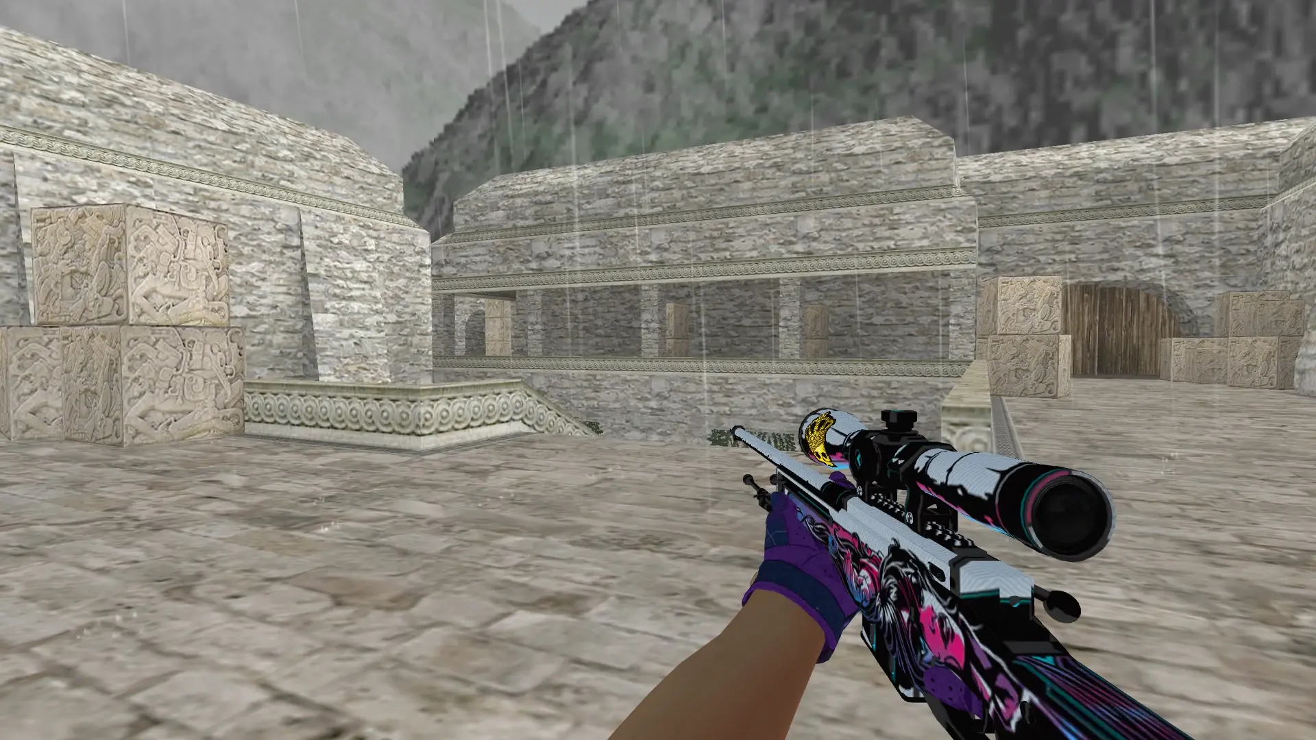 AWP: Imperial Plaid Driver Gloves — de_aztec (first person)