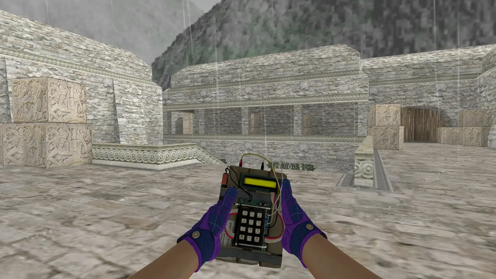C4: Imperial Plaid Driver Gloves — de_aztec (first person)