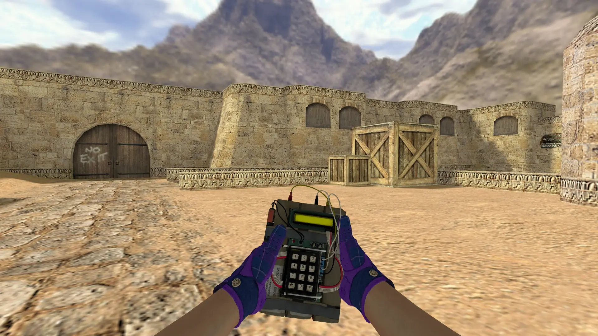 C4: Imperial Plaid Driver Gloves — de_dust2 (first person)