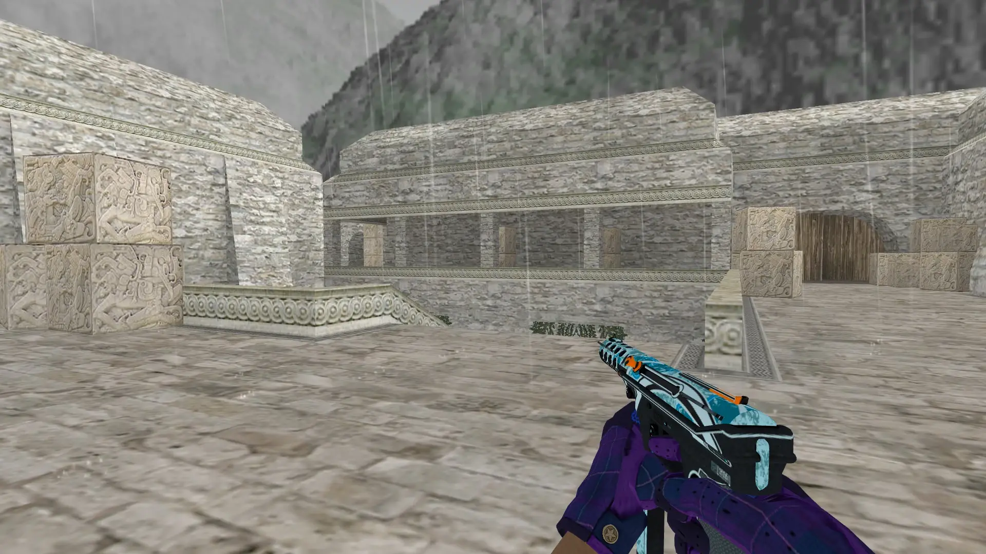 Dual Berettas: Imperial Plaid Driver Gloves — de_aztec (first person)