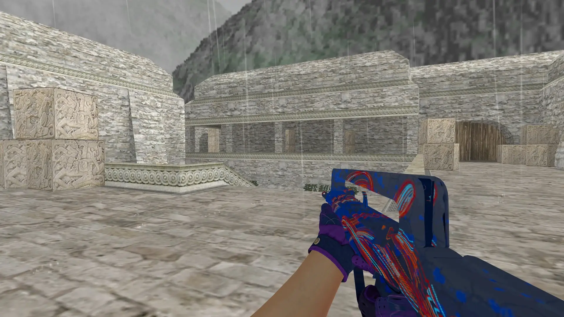 FAMAS: Imperial Plaid Driver Gloves — de_aztec (first person)
