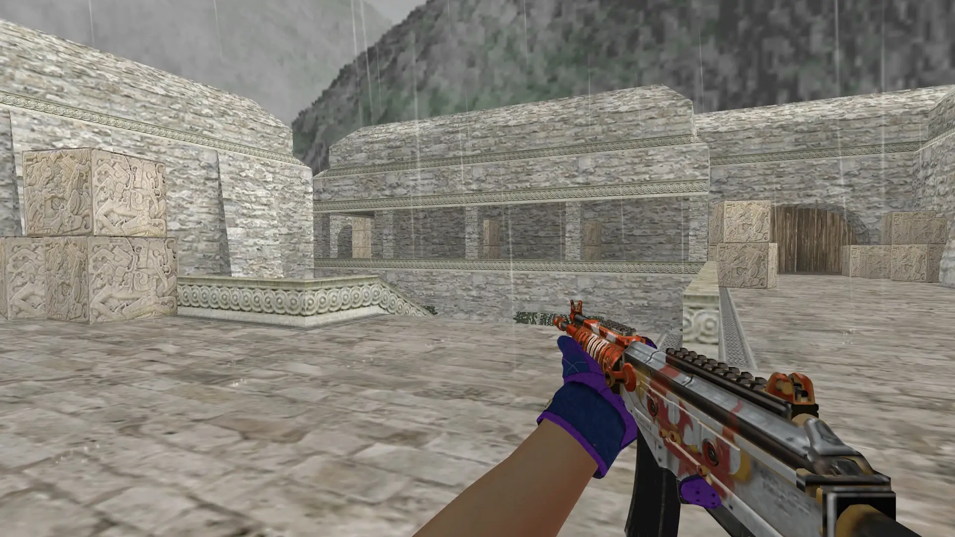 Galil AR: Imperial Plaid Driver Gloves — de_aztec (first person)