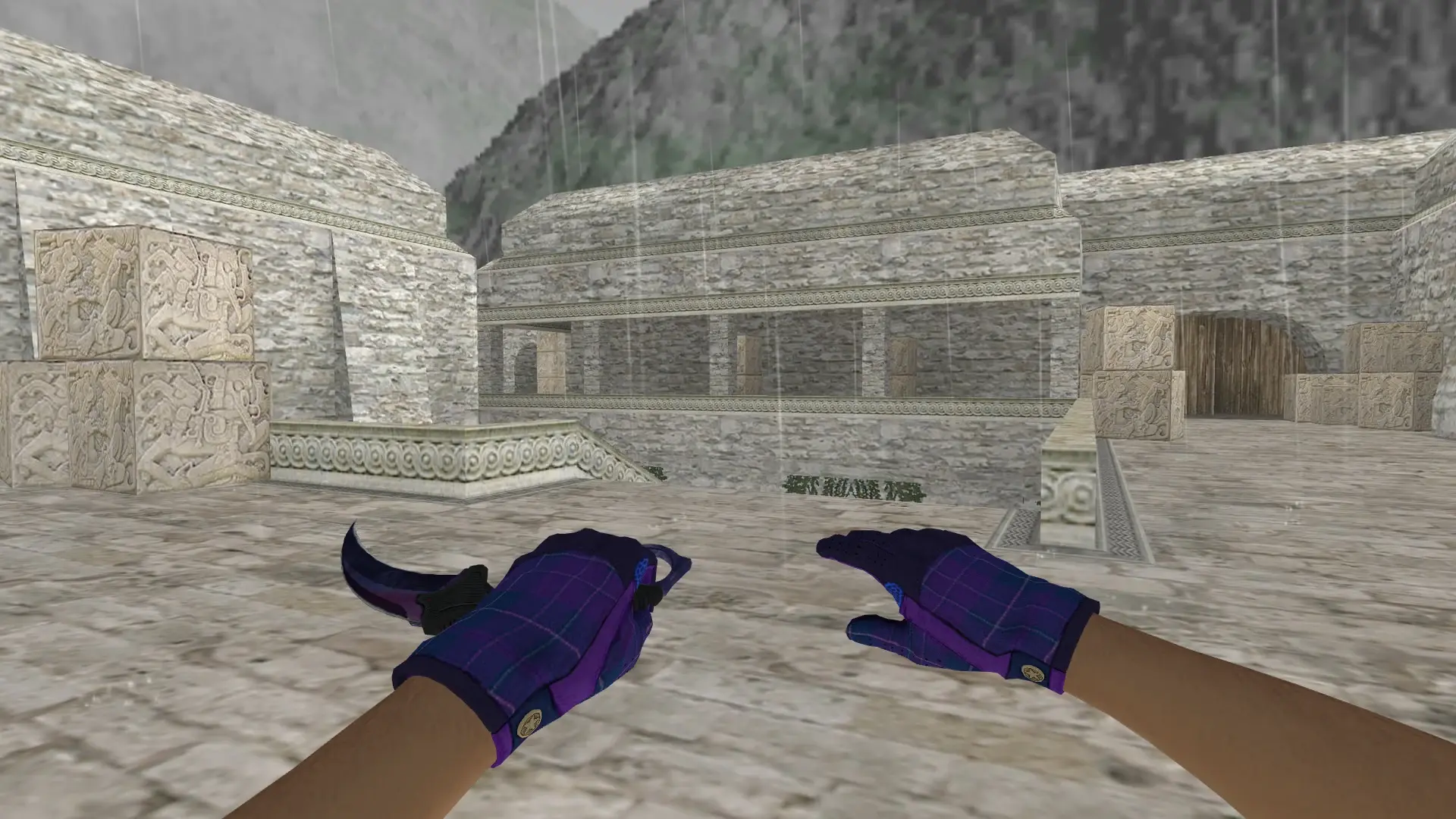 Knife: Imperial Plaid Driver Gloves — de_aztec (first person)