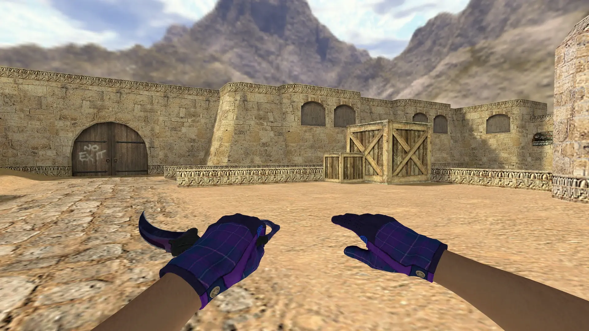 Knife: Imperial Plaid Driver Gloves — de_dust2 (first person)
